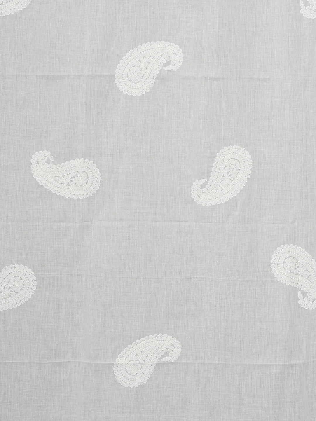 Ada Hand Embroidered White Cotton Lucknowi Chikankari Curtain 01A482598