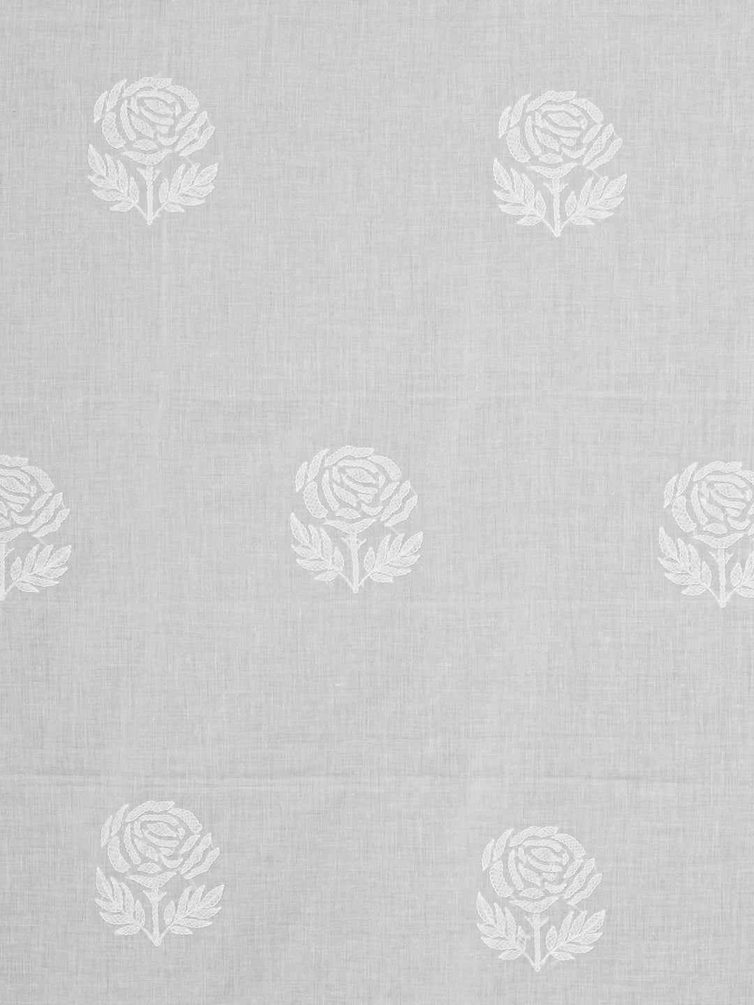 Ada Hand Embroidered White Cotton Lucknowi Chikankari Curtain 01A502661