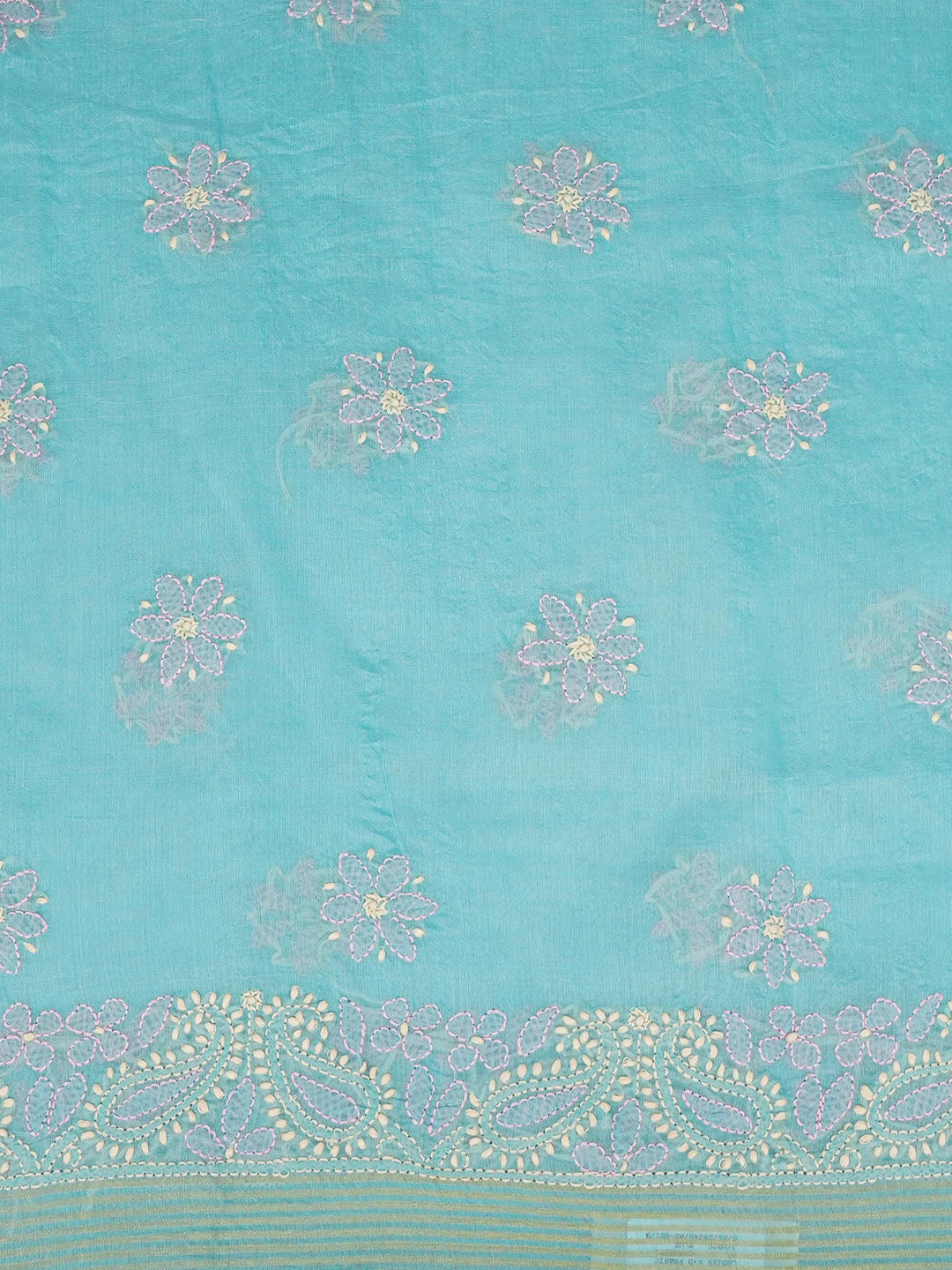 Ada Hand Embroidered Munsell Blue Chanderi Lucknowi Chikankari Unstitched Kurta Dupatta Set 01A647139