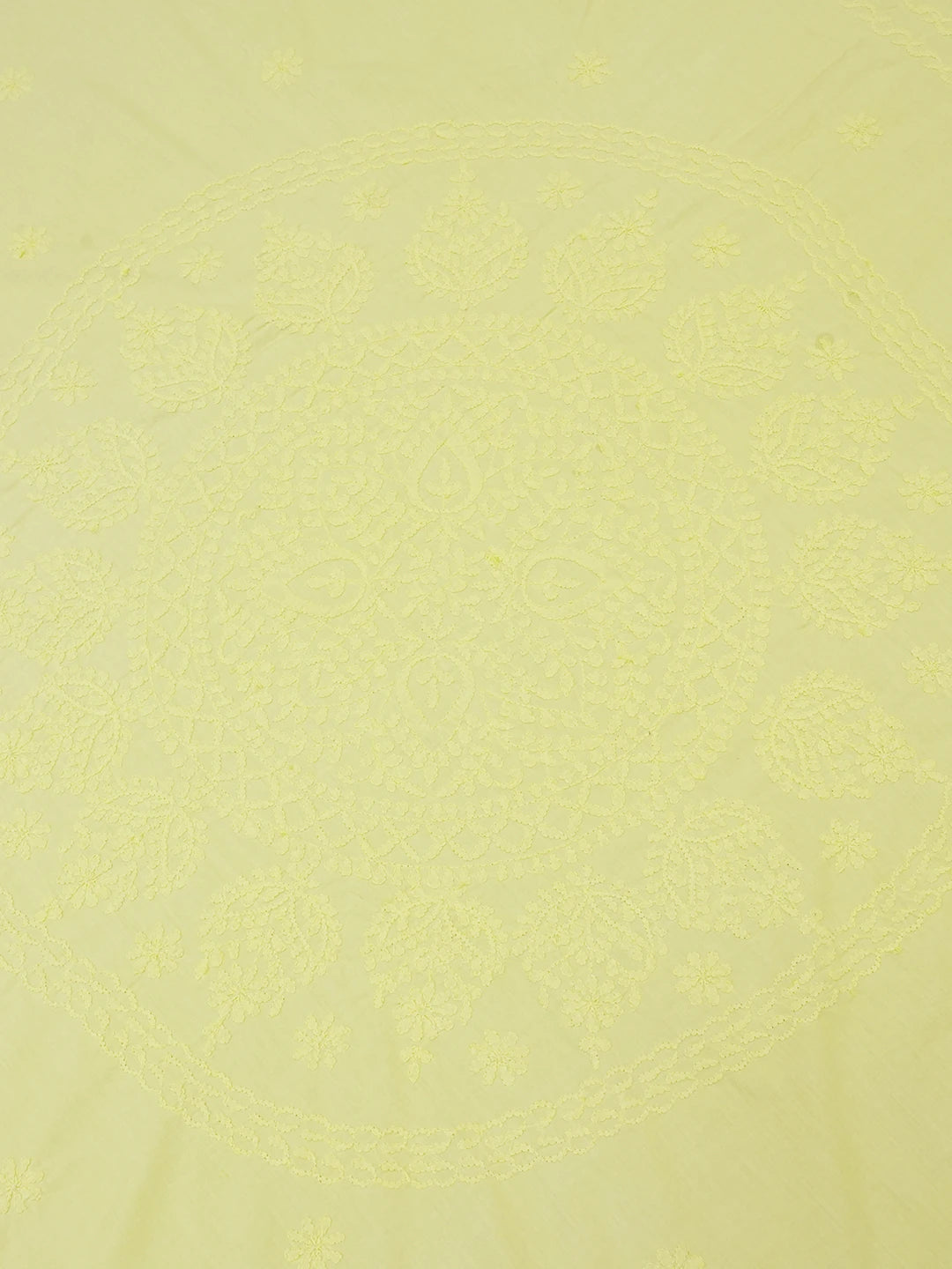Ada Hand Embroidered Lemon Yellow Cotton Lucknowi Chikankari Table Cover 01A618364