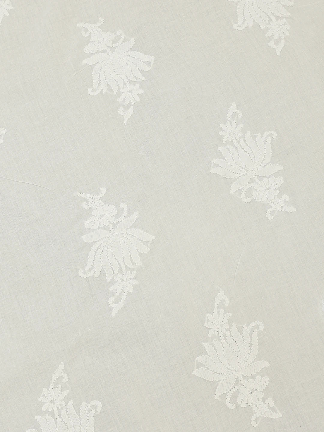 Ada Hand Embroidered White Cotton Lucknowi Chikankari Linen Table Cover 01A520110