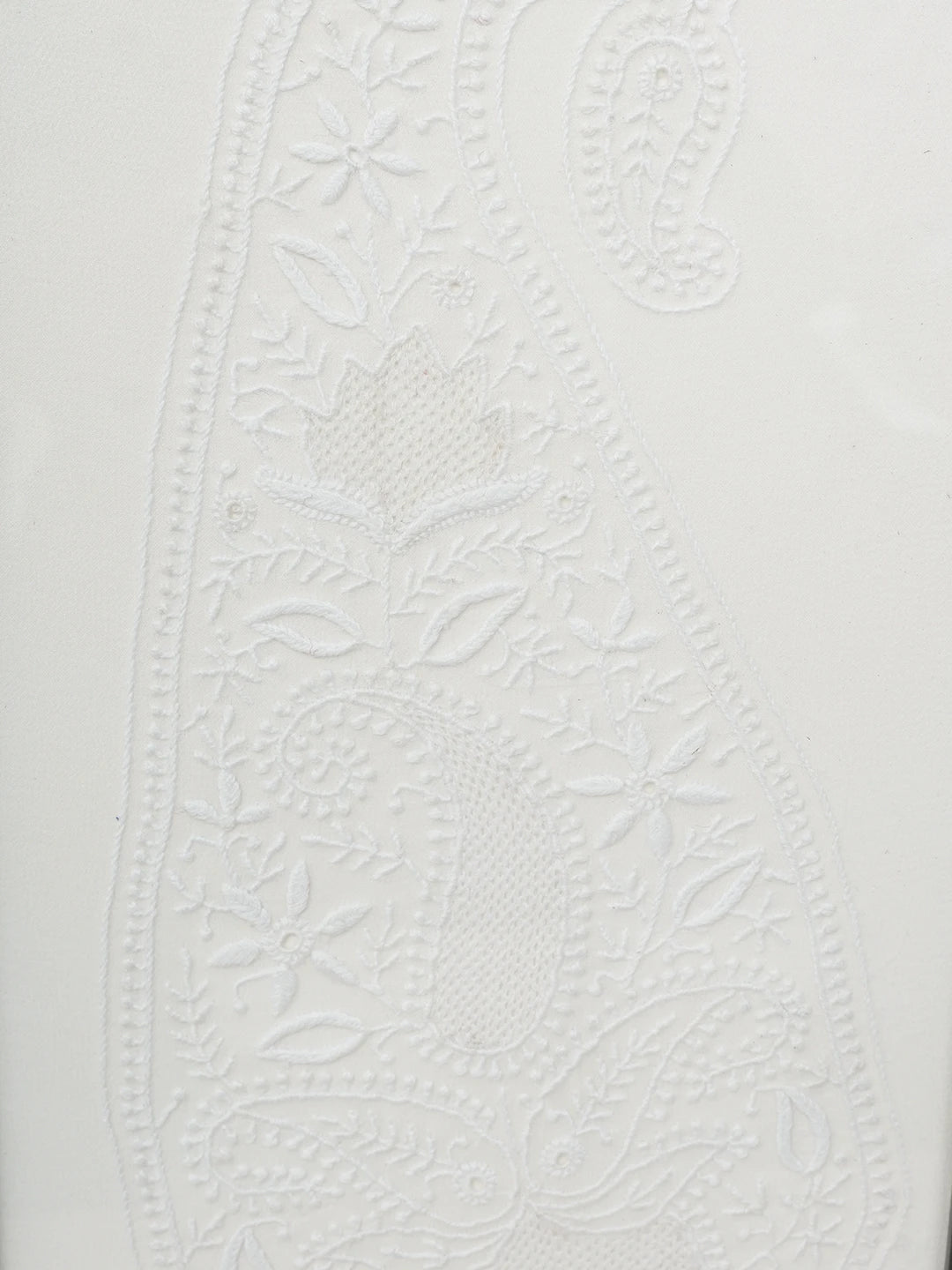 Ada Hand Embroidered White Pure Georgette Lucknowi Chikankari Frame  01A603498
