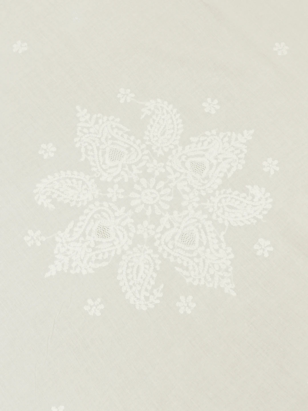 Ada Hand Embroidered White Cotton Lucknowi Chikankari Linen Table Cover 01A627739