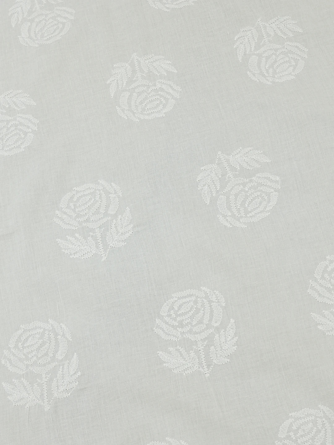 Ada Hand Embroidered White Cotton Lucknowi Chikankari Linen Table Cover 01A475094