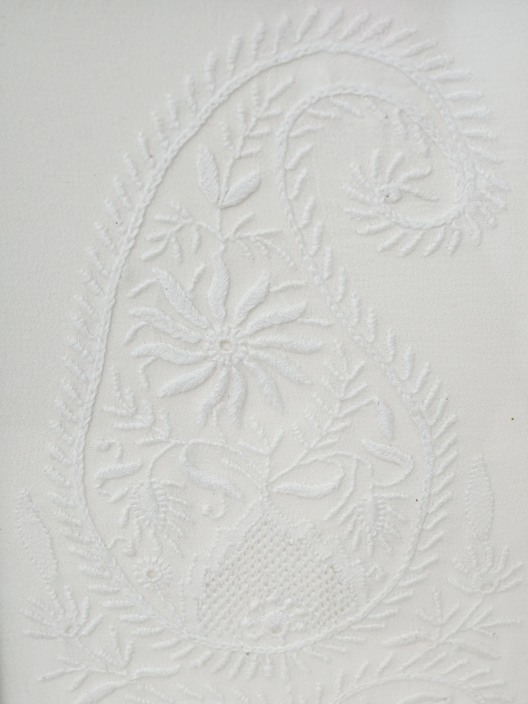 Ada Hand Embroidered White Pure Georgette Lucknowi Chikankari Frame 01A603504