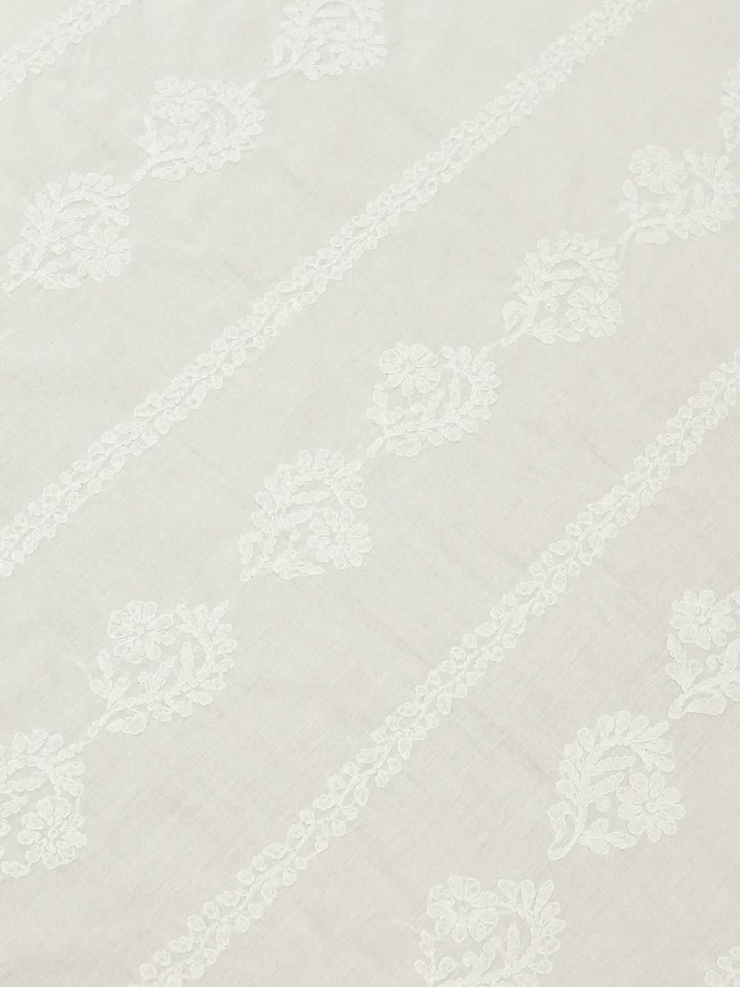 Ada Hand Embroidered White Cotton Lucknowi Chikankari Linen Table Cover 01A37267