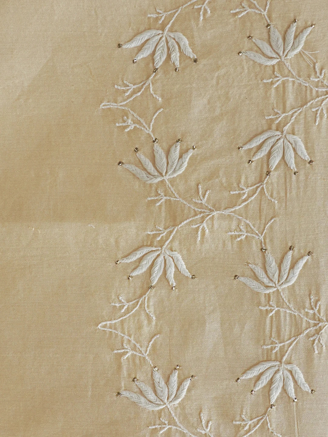 Ada Hand Embroidered Beige Chanderi Lucknowi Chikankari Dining Table Placemat With Muqaish Work 01A650157