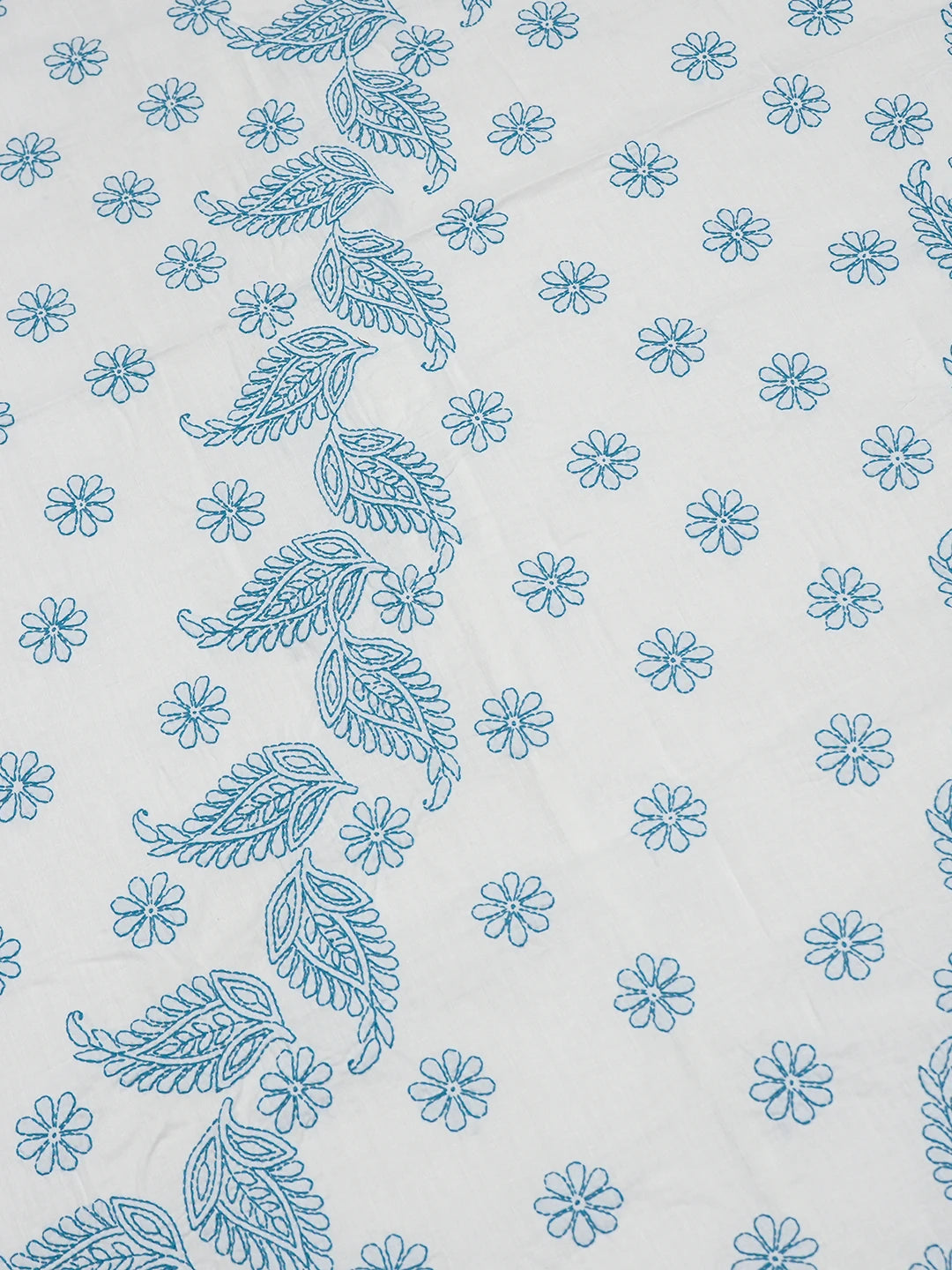 Ada Hand Embroidered White Cotton Lucknowi Chikankari Bed Sheet With Pillow Cover Set 01A608531