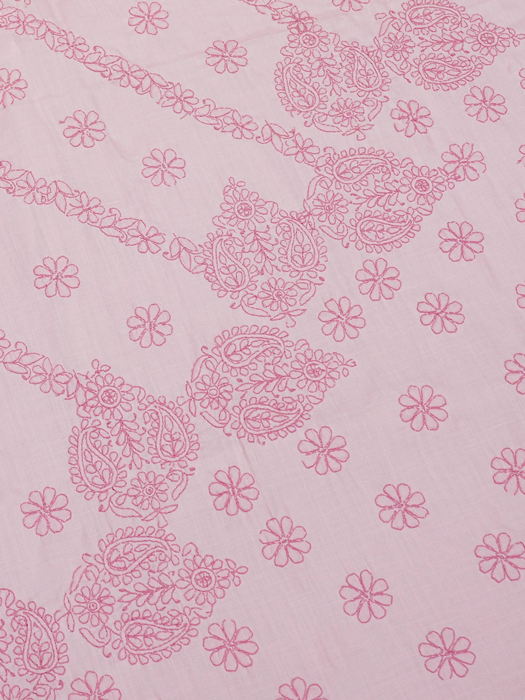 Ada Hand Embroidered Pink Linen Lucknowi Chikankari Bed Sheet With Pillow Cover Set 01A599680