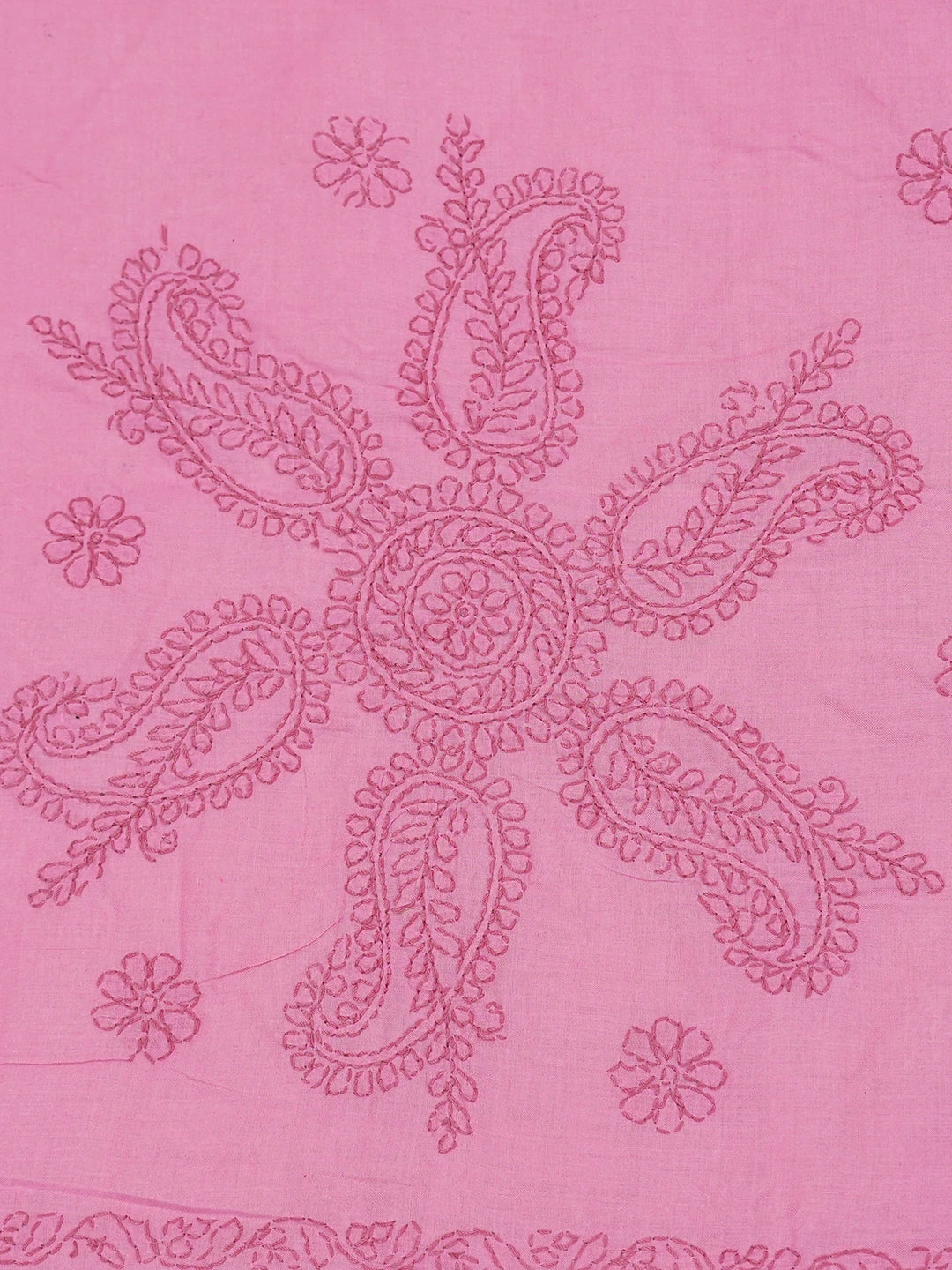 Ada Hand Embroidered Pink Cotton Lucknowi Chikankari Bed Sheet With Pillow Cover Set 01A376925