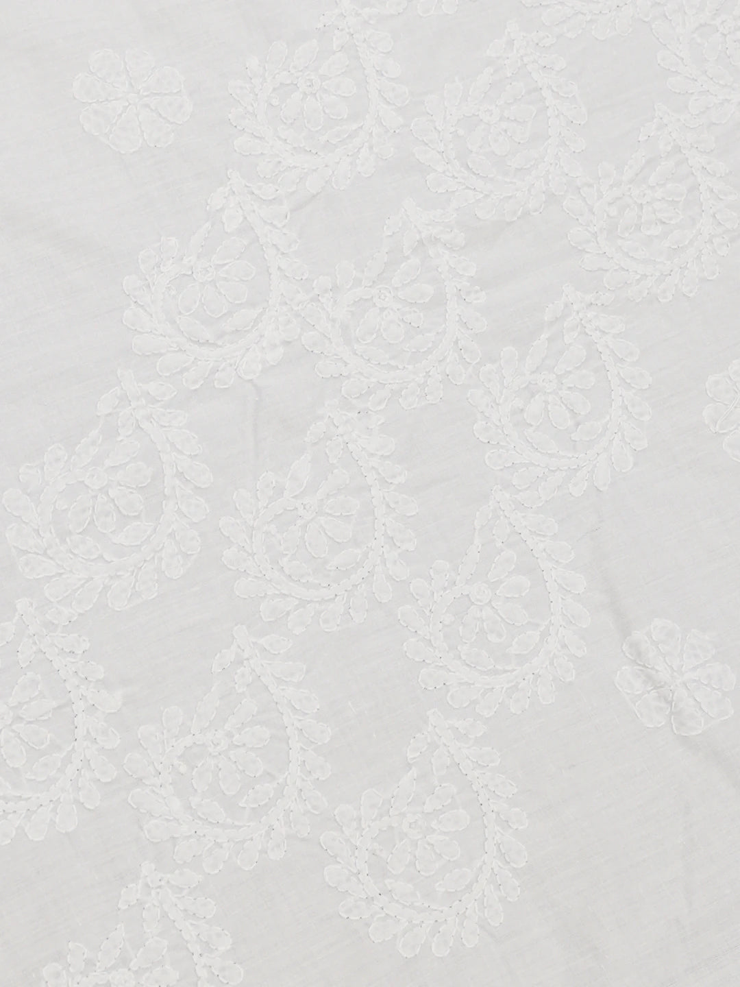 Ada Hand Embroidered White Cotton Lucknowi Chikankari Linen Table Cover 01A320503