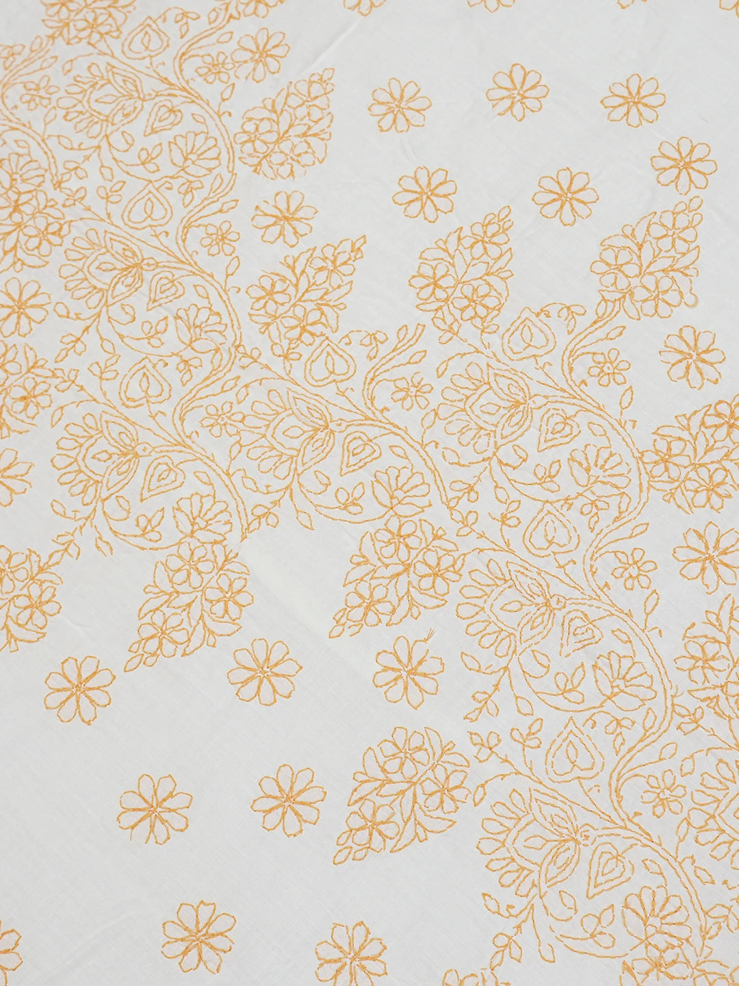 Ada Hand Embroidered White Cotton Lucknowi Chikankari Bed Sheet With Pillow Cover Set 01A608534