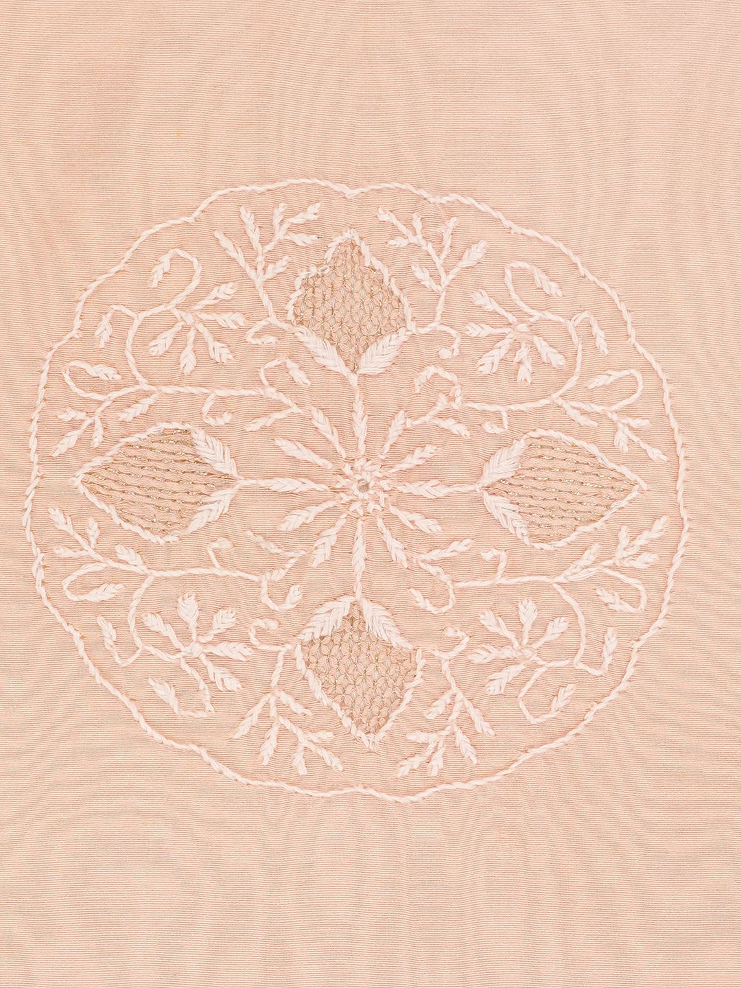 Ada Hand Embroidered Peach Chanderi Lucknowi Chikankari Dining Table Placemat With Zari Work 01A650130