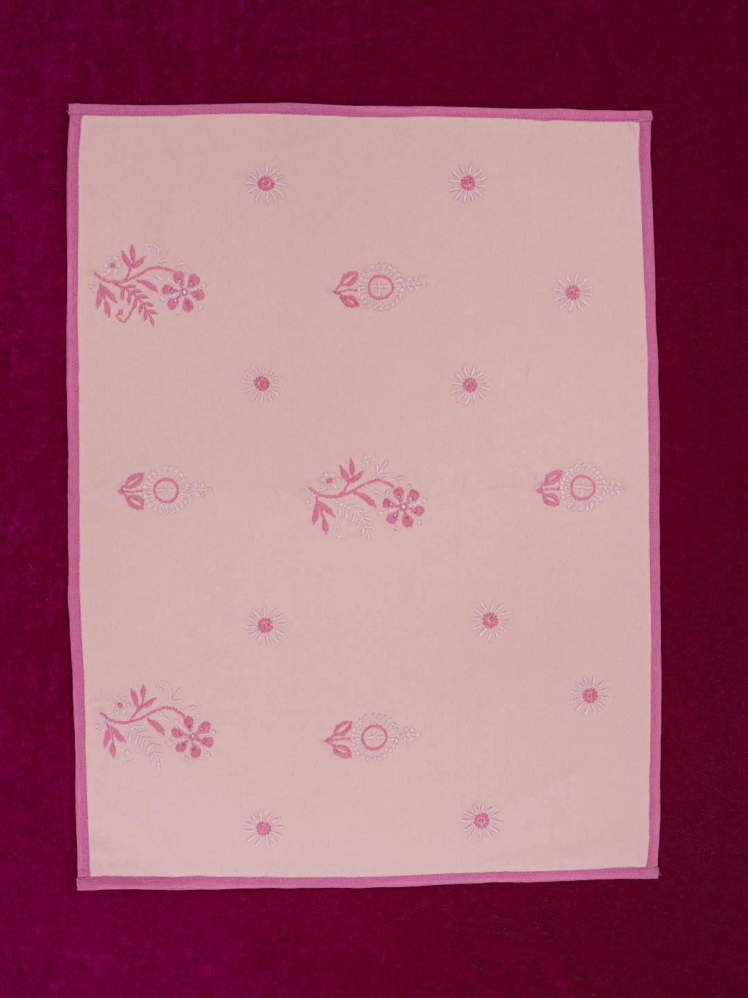 Ada Hand Embroidered Peach Pink Lucknowi Chikankari Dining Table Placemat 01A472574