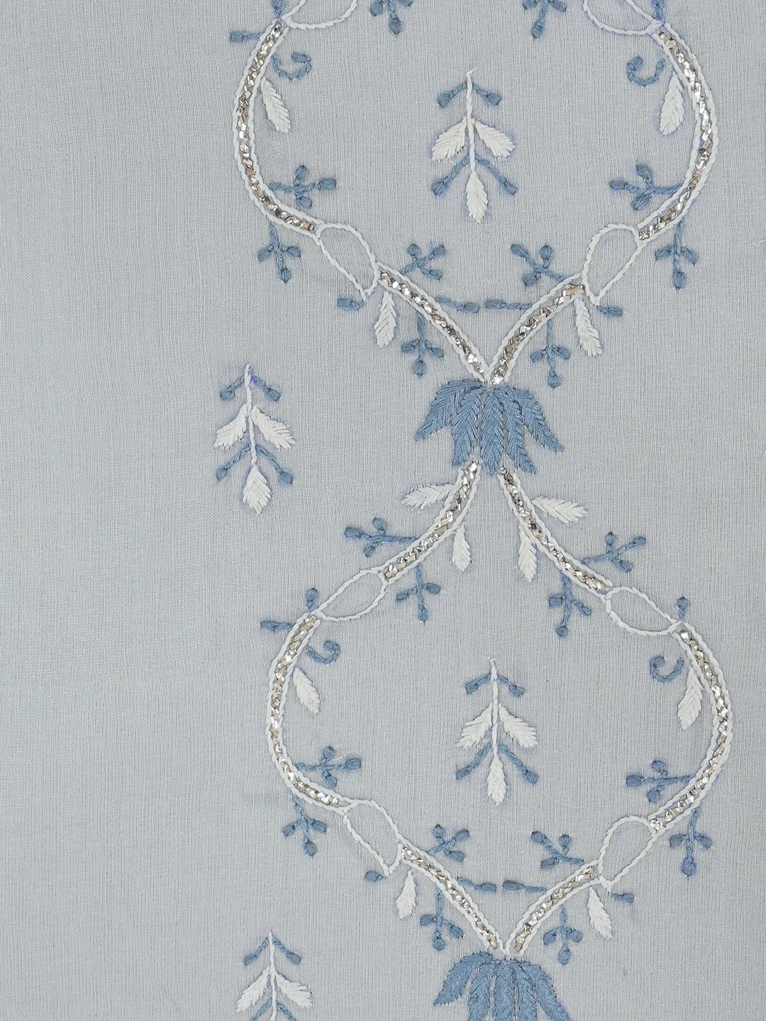 Ada Hand Embroidered Grey Chanderi Lucknowi Chikankari Dining Table Placemat With Muqaish Work 01A500555