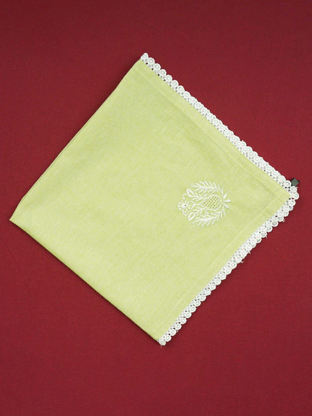 Ada Hand Embroidered Green Cotton Lucknowi Chikan Napkin 01A634313