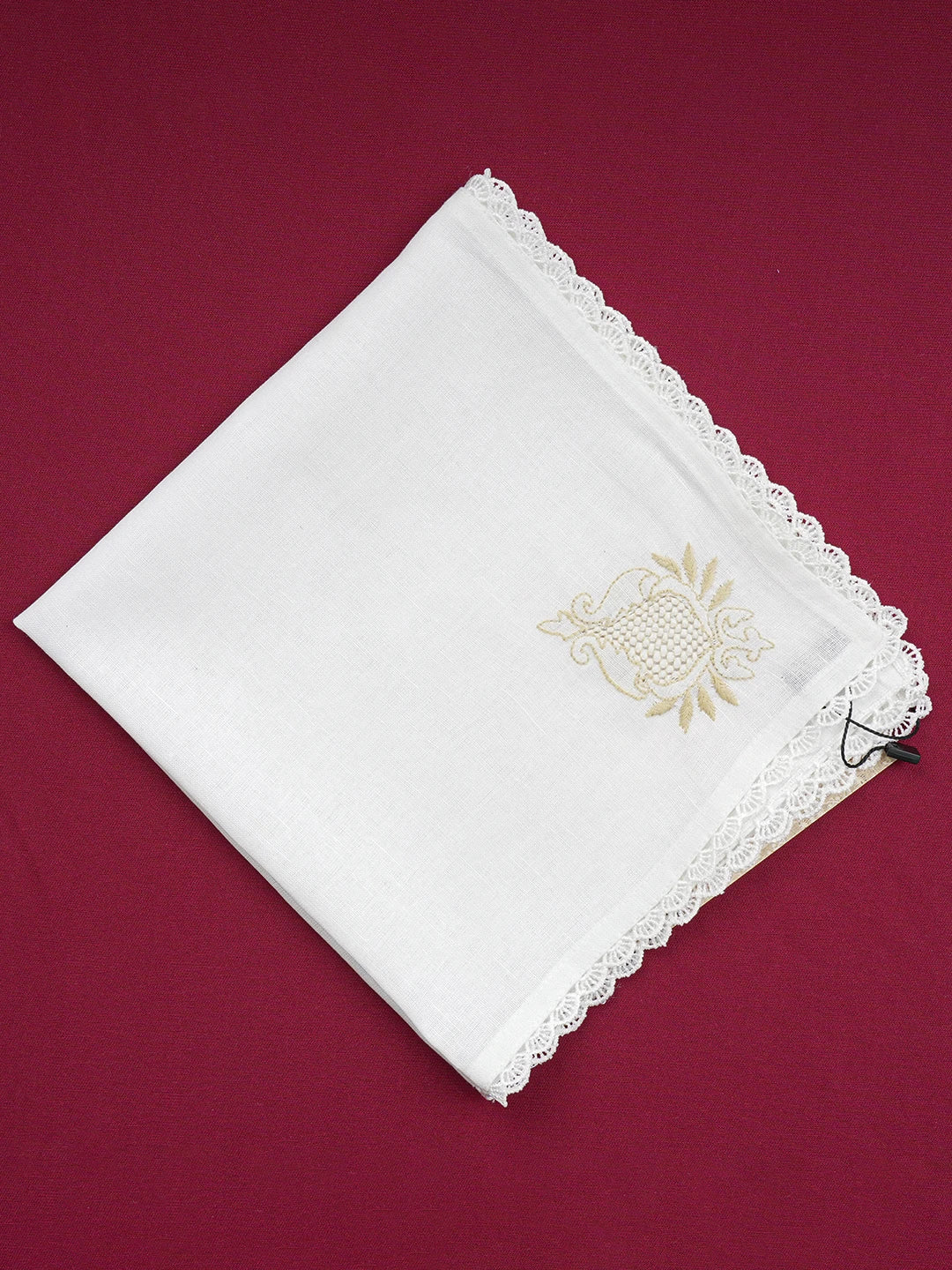 Ada Hand Embroidered White Cotton Lucknowi Chikan Napkin 01A629996