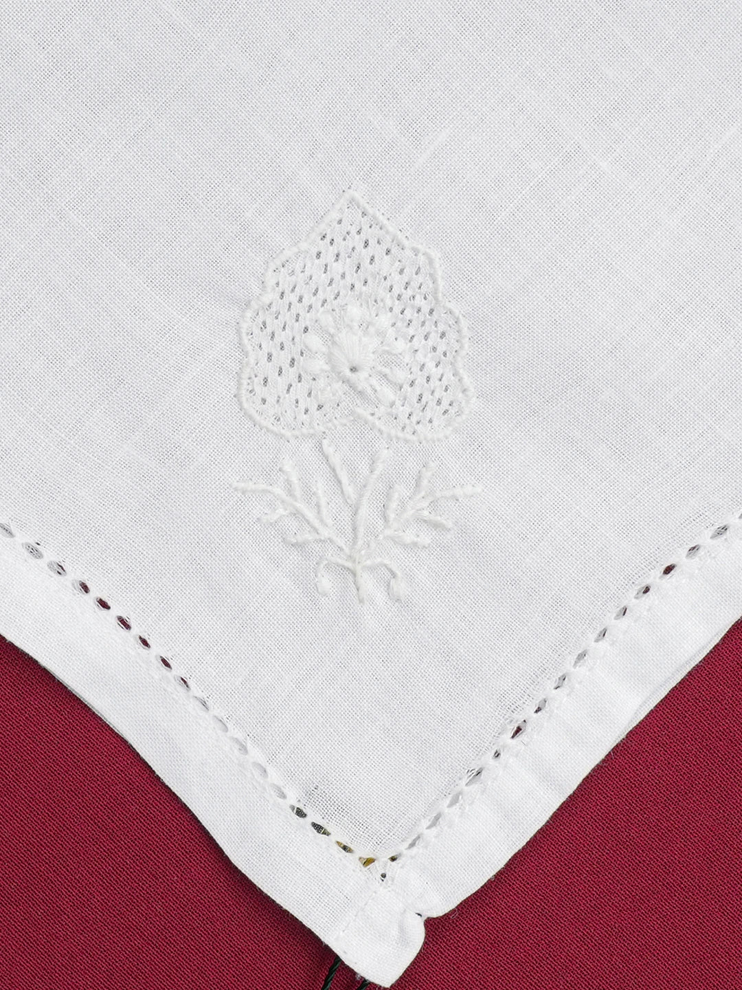 Ada Hand Embroidered White Cotton Lucknowi Chikan Napkin 01A640236
