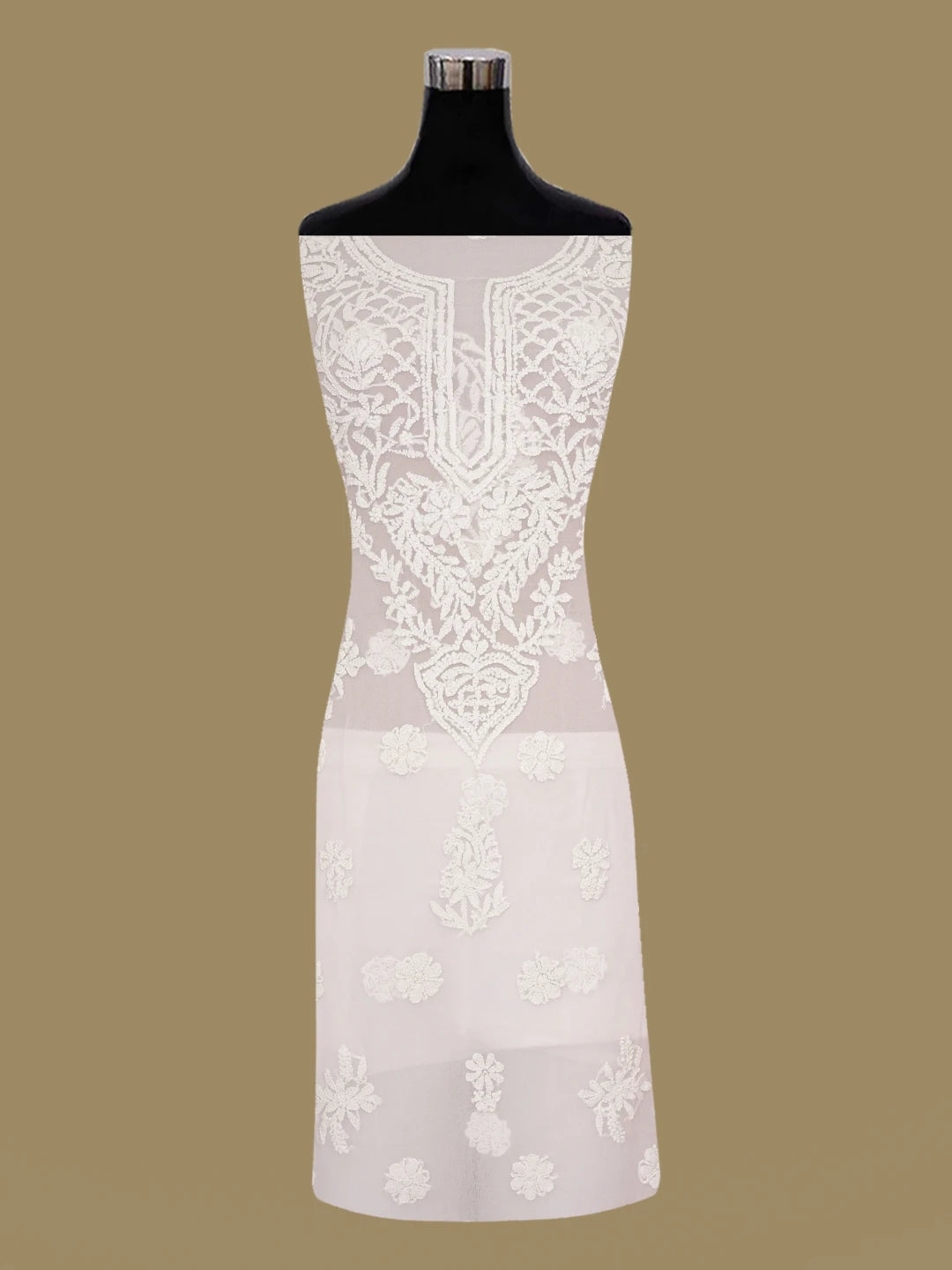 Ada Hand Embroidered Powder Pink Georgette Lucknowi Chikankari Unstitched Suit Piece 01A643943
