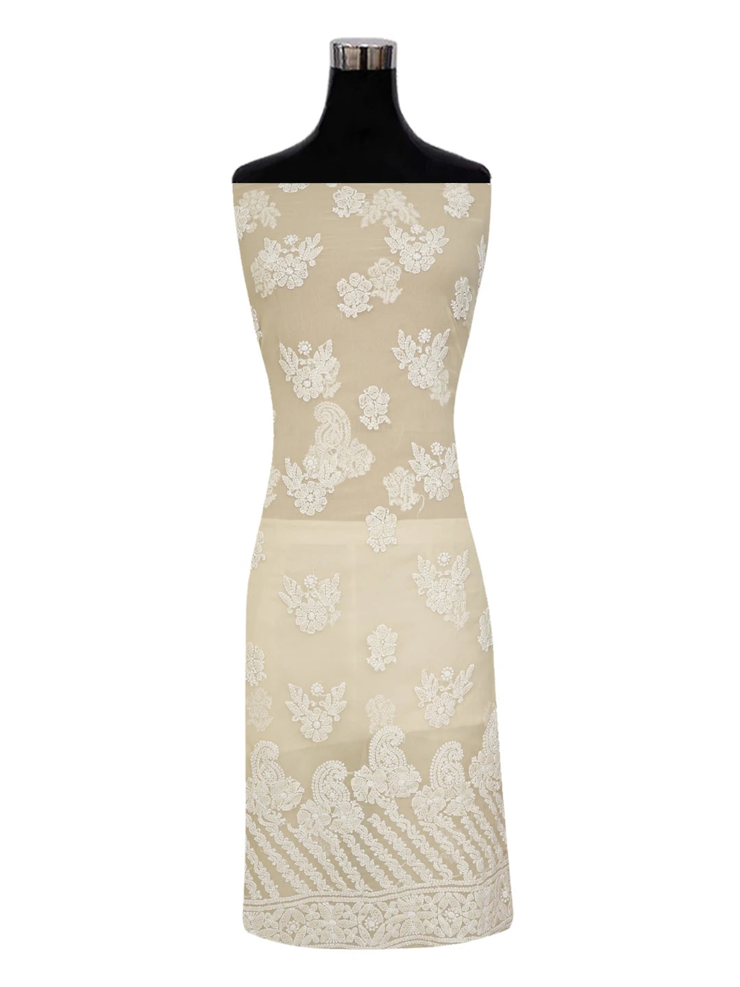 Ada Hand Embroidered Fawn Georgette Lucknowi Chikankari Unstitched Suit Piece 01A643957