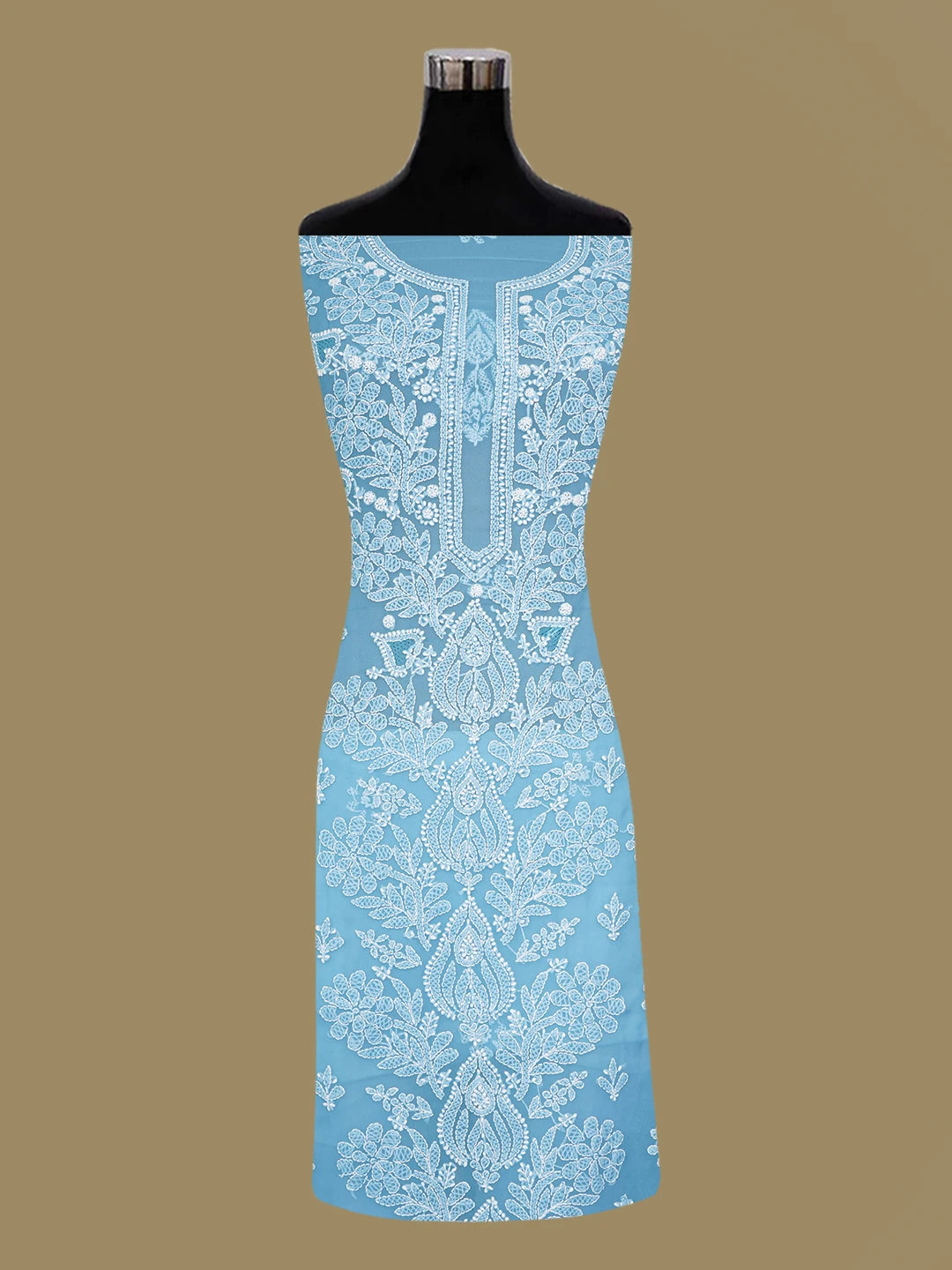 Ada Hand Embroidered Blue Georgette Lucknowi Chikankari Unstitched Suit Piece 01A643912