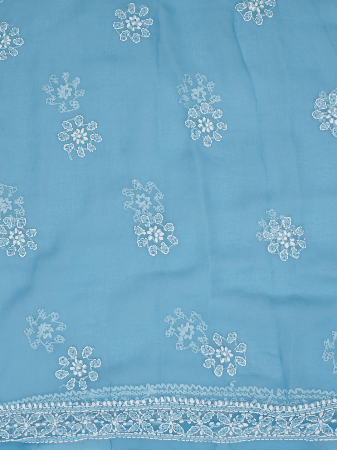 Ada Hand Embroidered Blue Georgette Lucknowi Chikankari Unstitched Suit Piece 01A643912