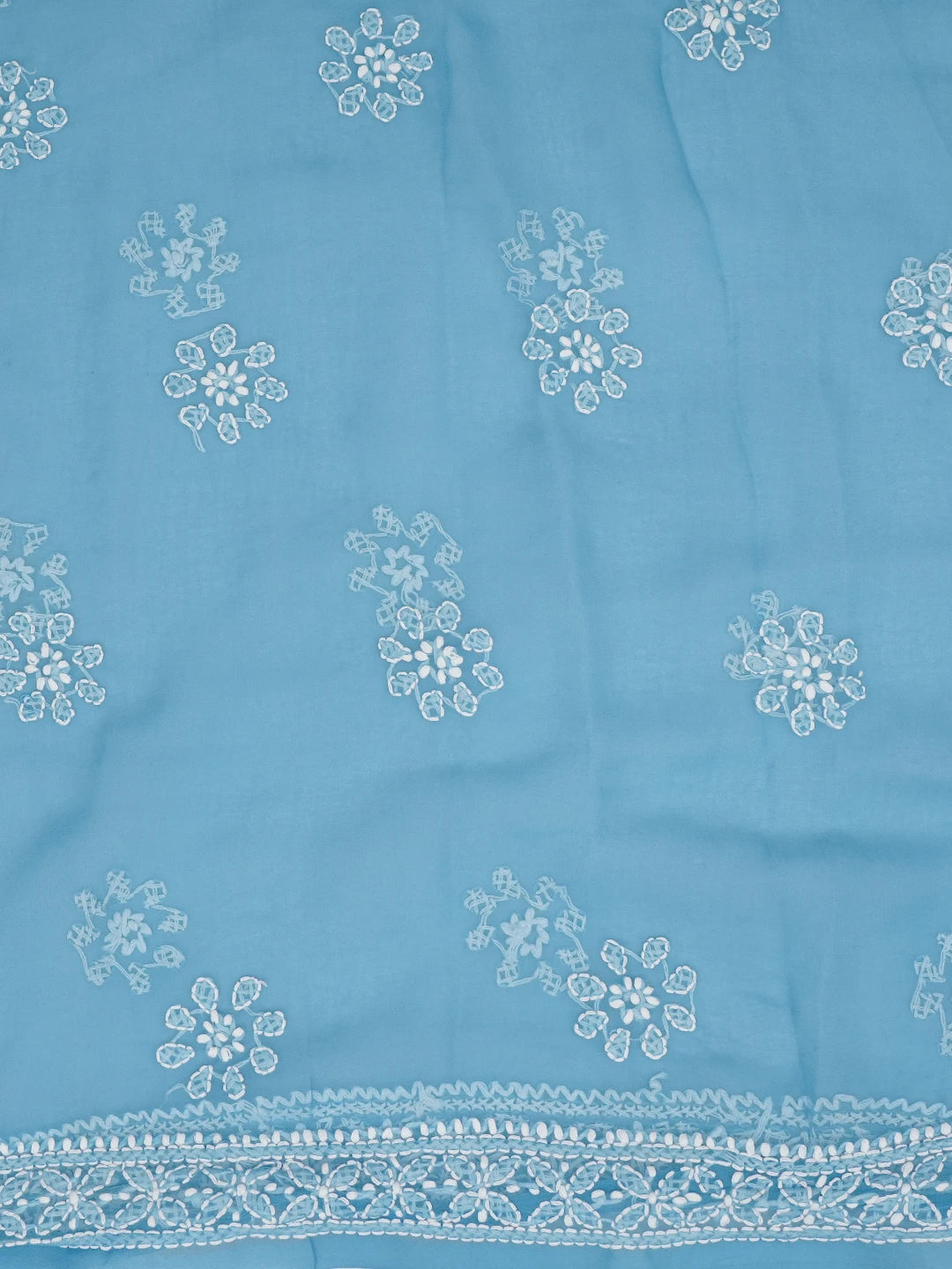 Ada Hand Embroidered Blue Georgette Lucknowi Chikankari Unstitched Suit Piece 01A643912