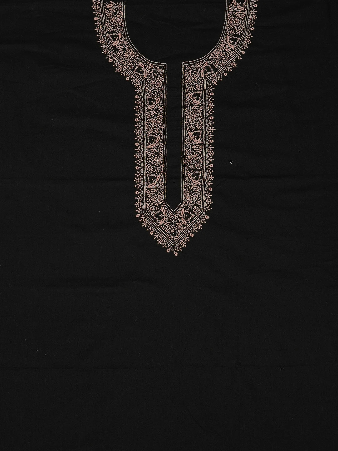 Ada Hand Embroidered Black Cotton Lucknowi Chikankari Unstitched Men's Kurta Piece 01A651945