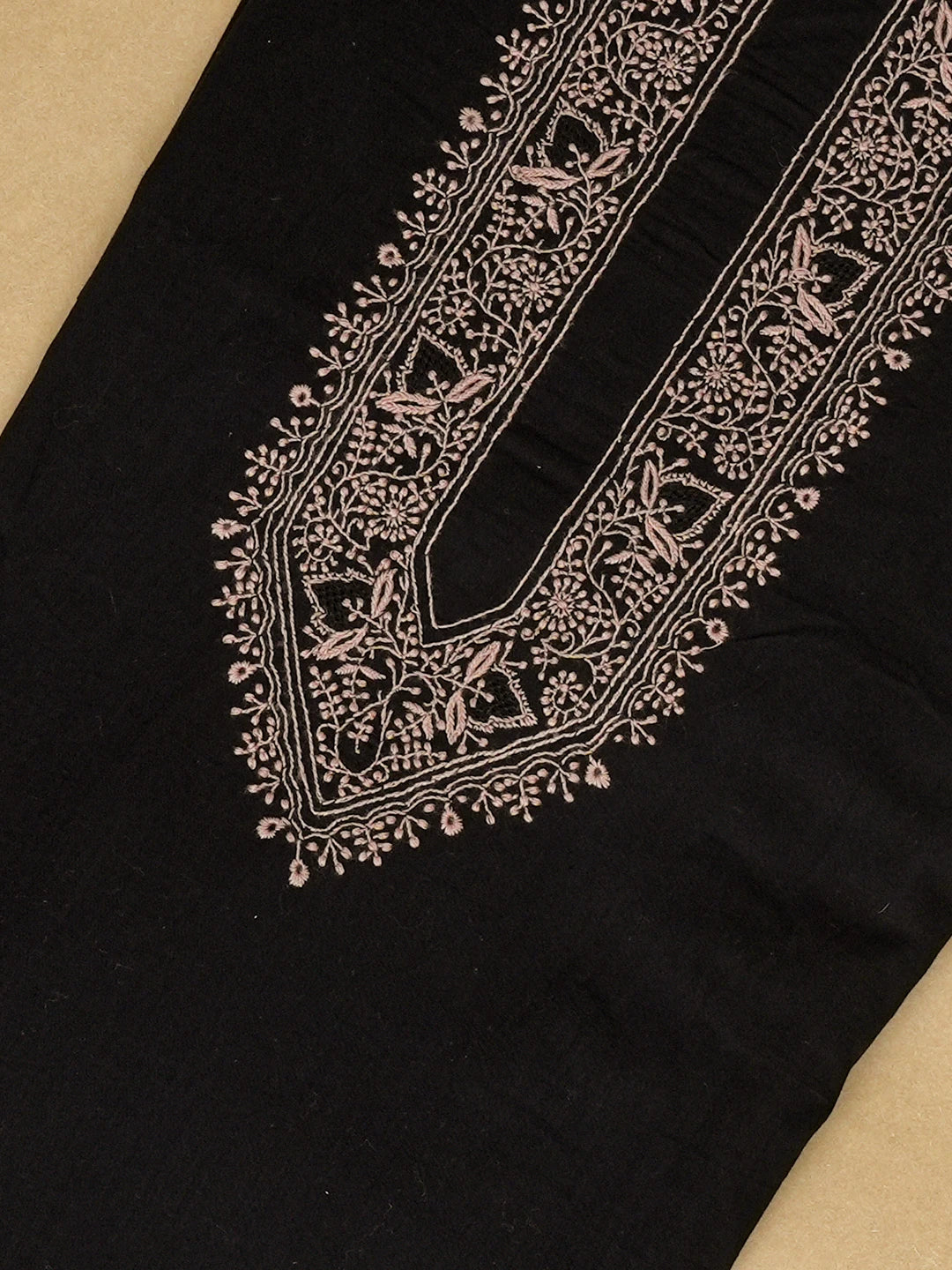 Ada Hand Embroidered Black Cotton Lucknowi Chikankari Unstitched Men's Kurta Piece 01A651945