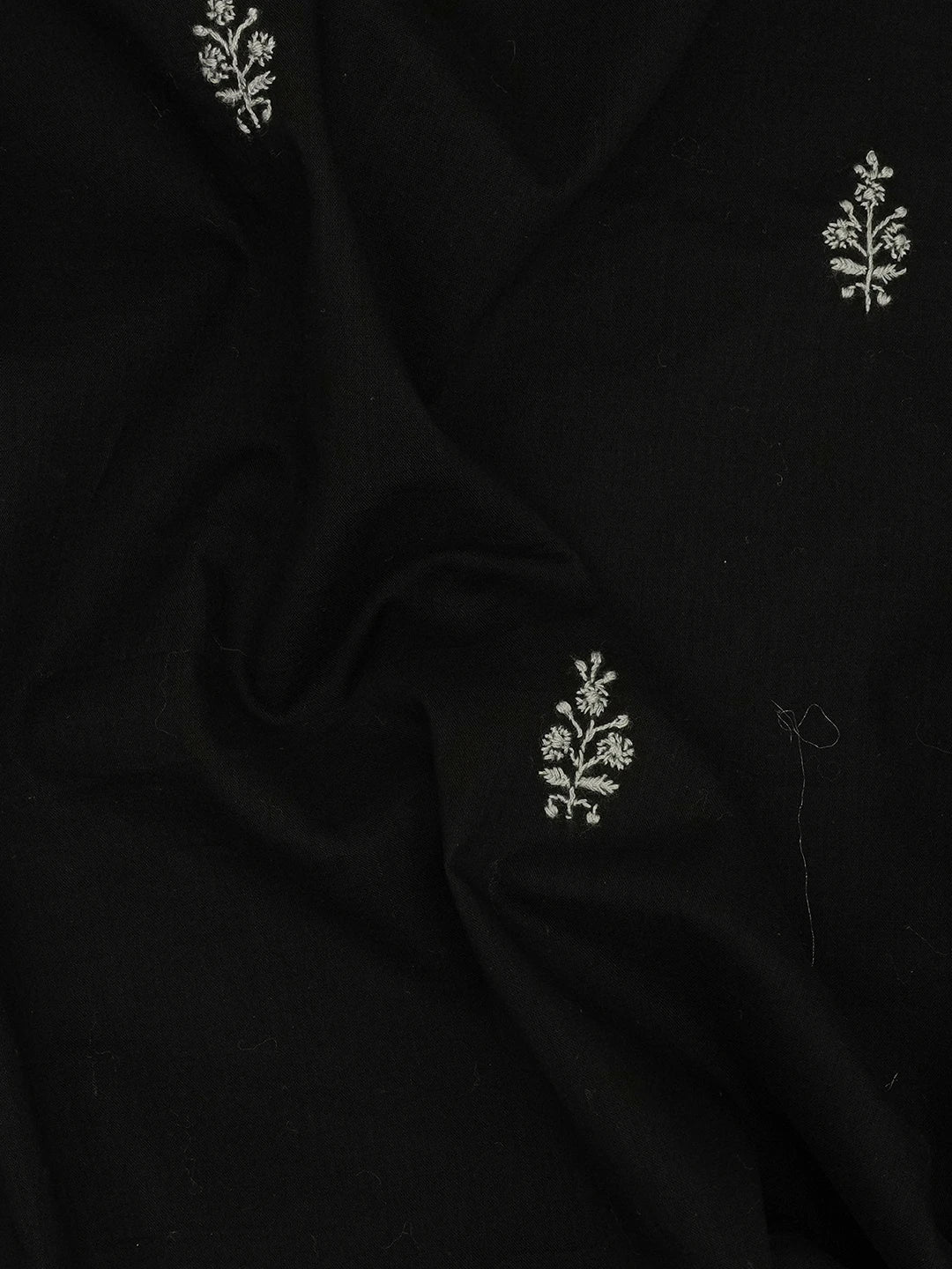 Ada Hand Embroidered Black Cotton Lucknowi Chikankari Unstitched Men's Kurta Piece 01A651943