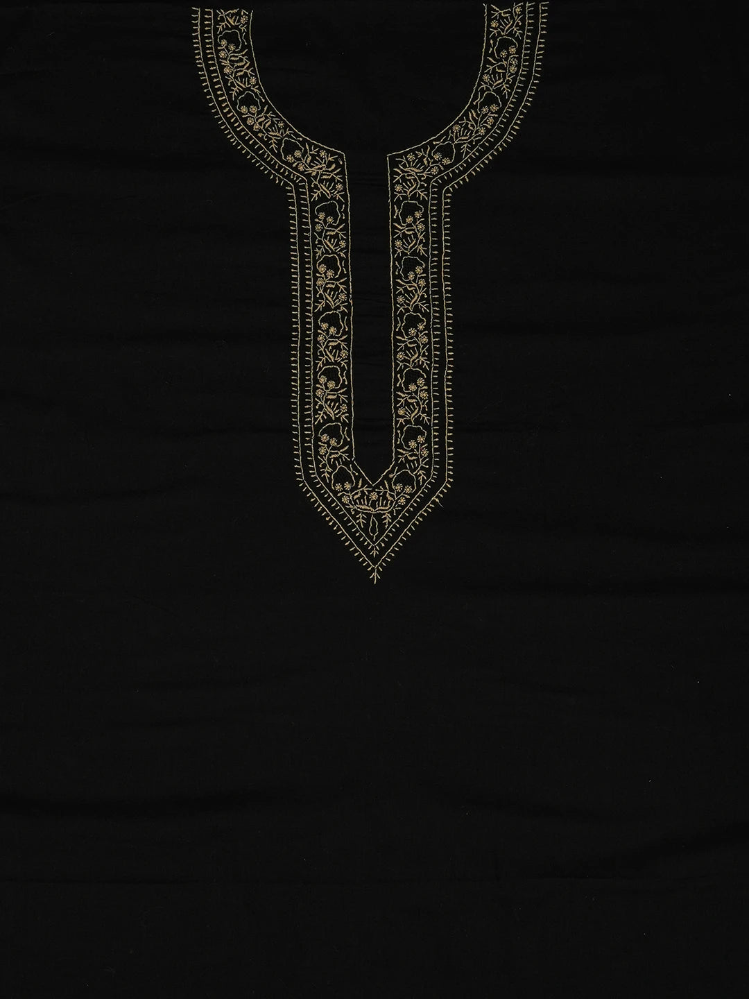 Ada Hand Embroidered Black Cotton Lucknowi Chikankari Unstitched Men's Kurta Piece 01A650788
