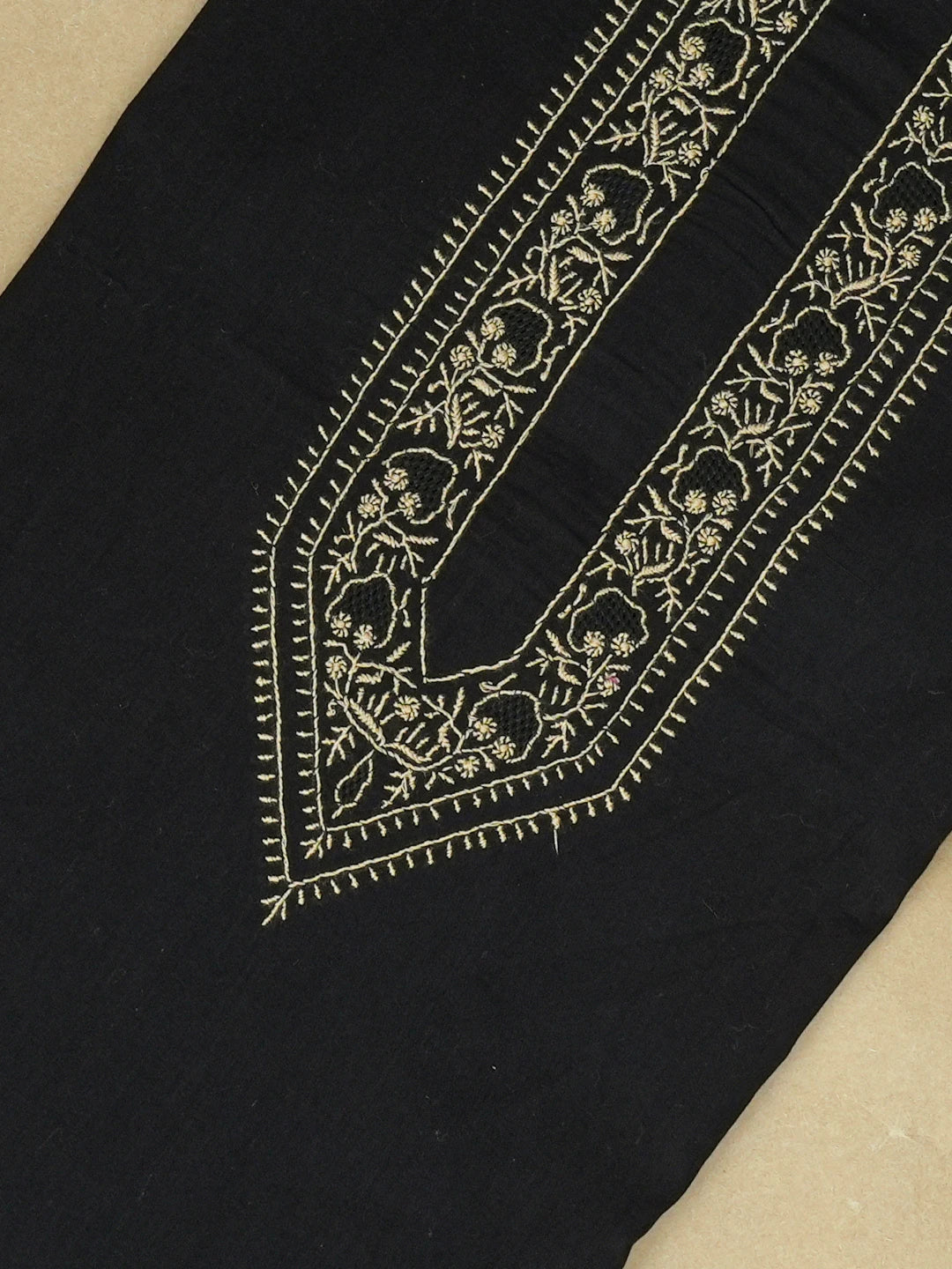Ada Hand Embroidered Black Cotton Lucknowi Chikankari Unstitched Men's Kurta Piece 01A650788