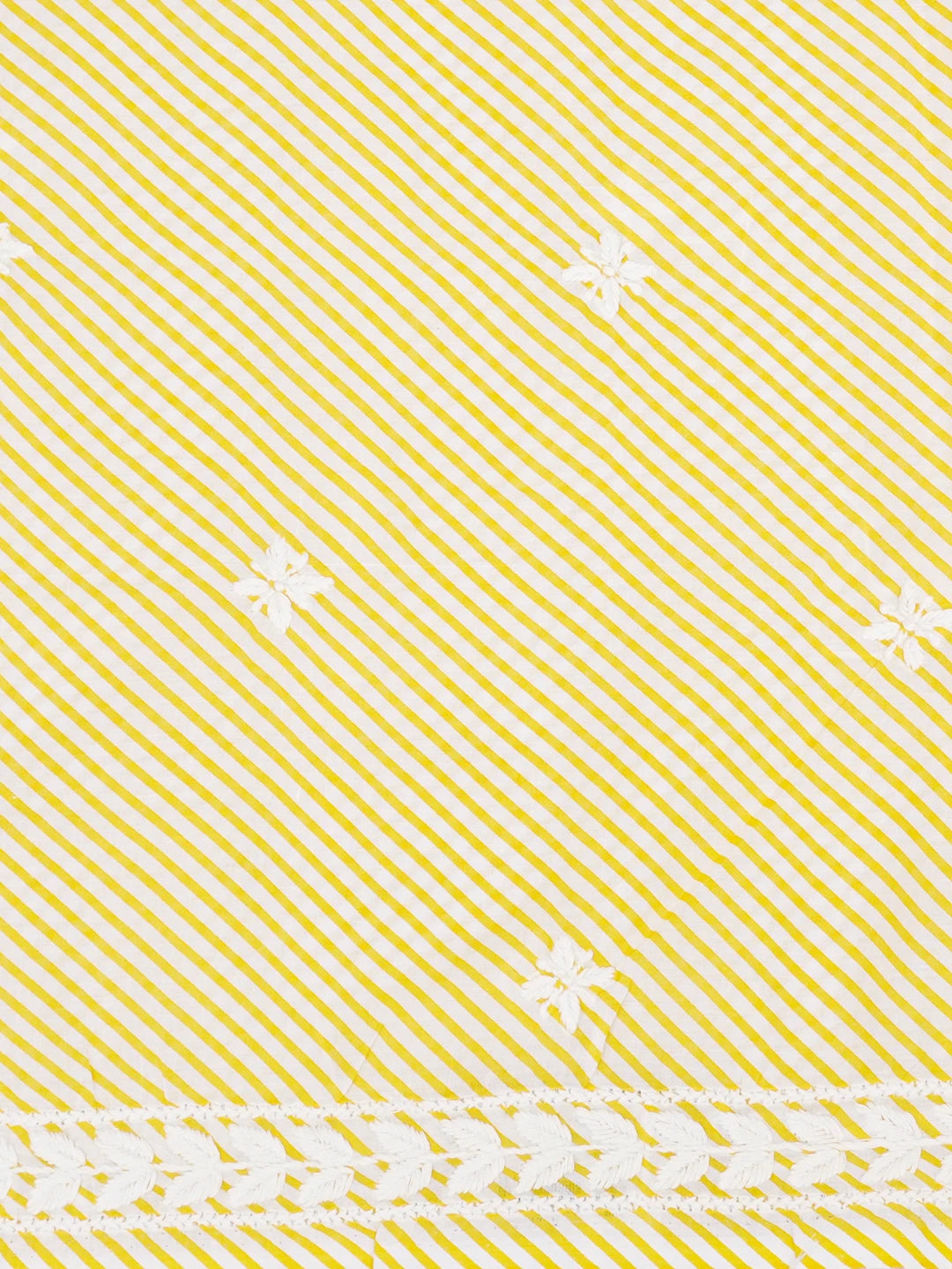 Ada Hand Embroidered White and Yellow Cotton Lucknowi Chikankari Unstitched Kurta Piece 01A654580