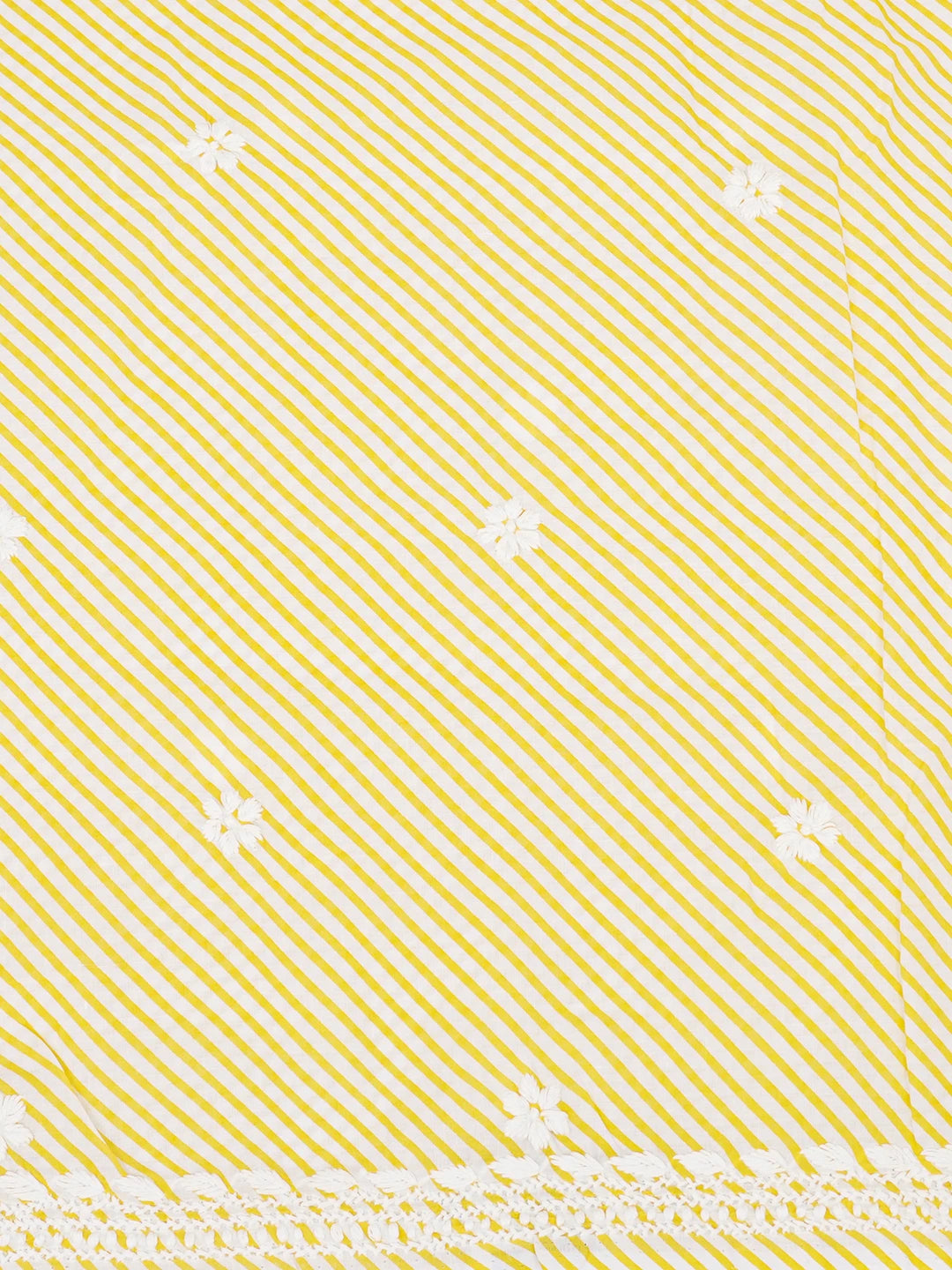 Ada Hand Embroidered Yellow and White Cotton Lucknowi Chikankari Unstitched Kurta Piece 01A654547