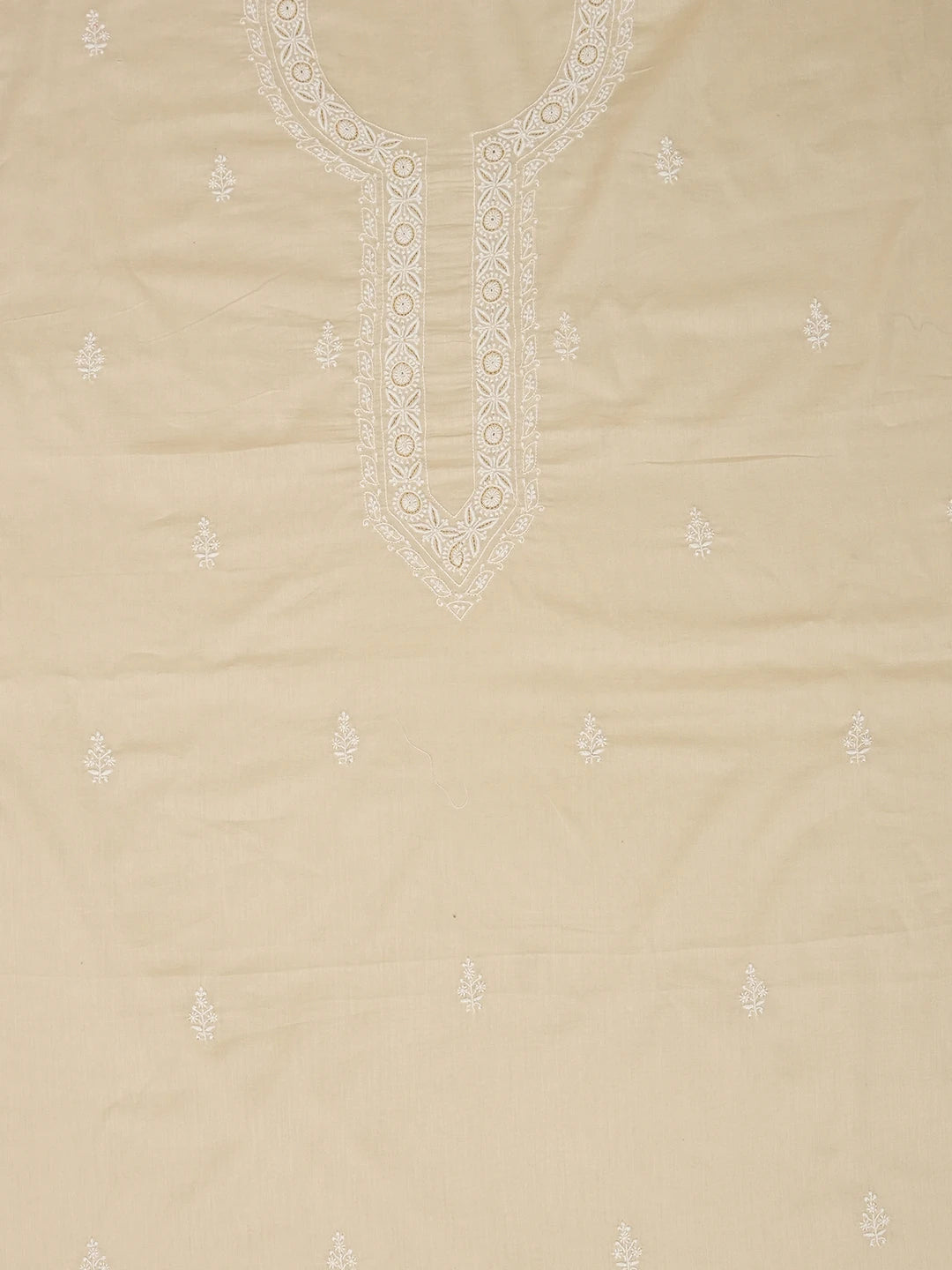 Ada Hand Embroidered Fawn Cotton Lucknowi Chikankari Unstitched Men's Kurta Piece 01A650795