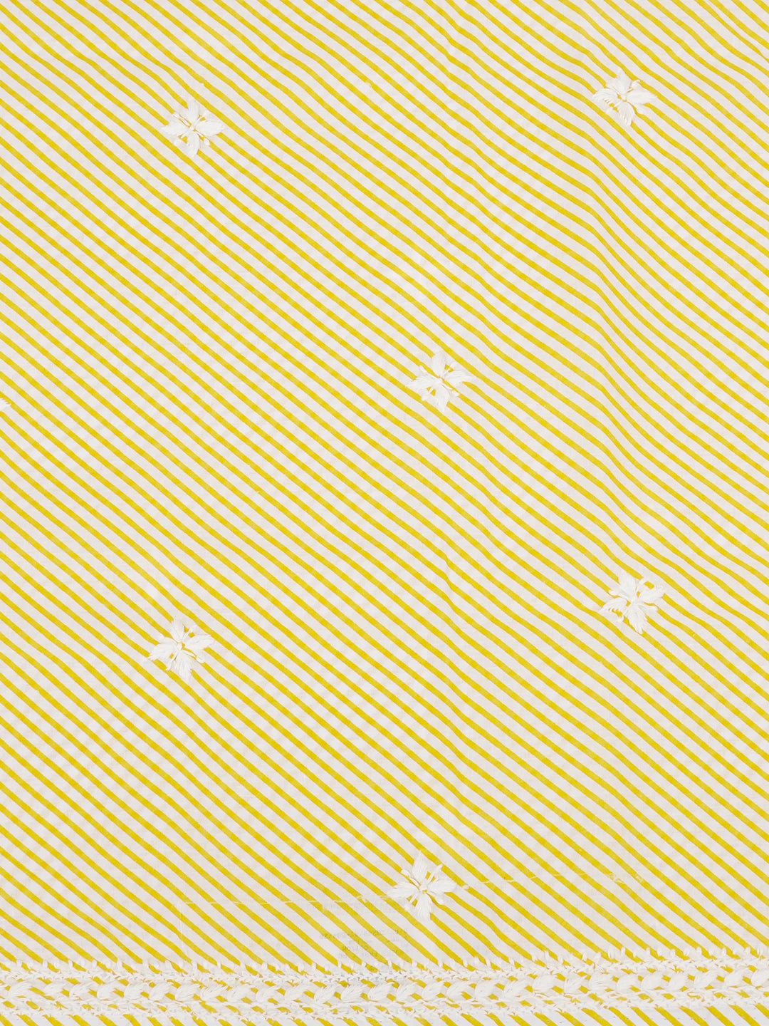 Ada Hand Embroidered White and Yellow Cotton Lucknowi Chikankari Unstitched Kurta Piece 01A654577