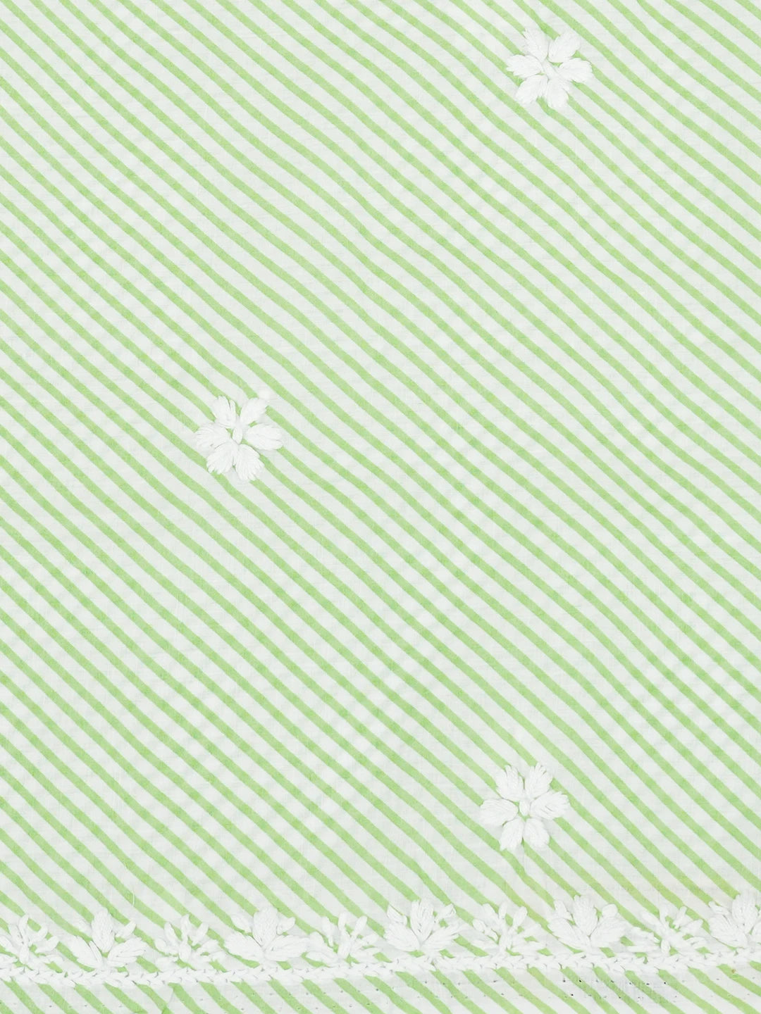 Ada Hand Embroidered White and Green Cotton Lucknowi Chikankari Unstitched Kurta Piece 01A654534