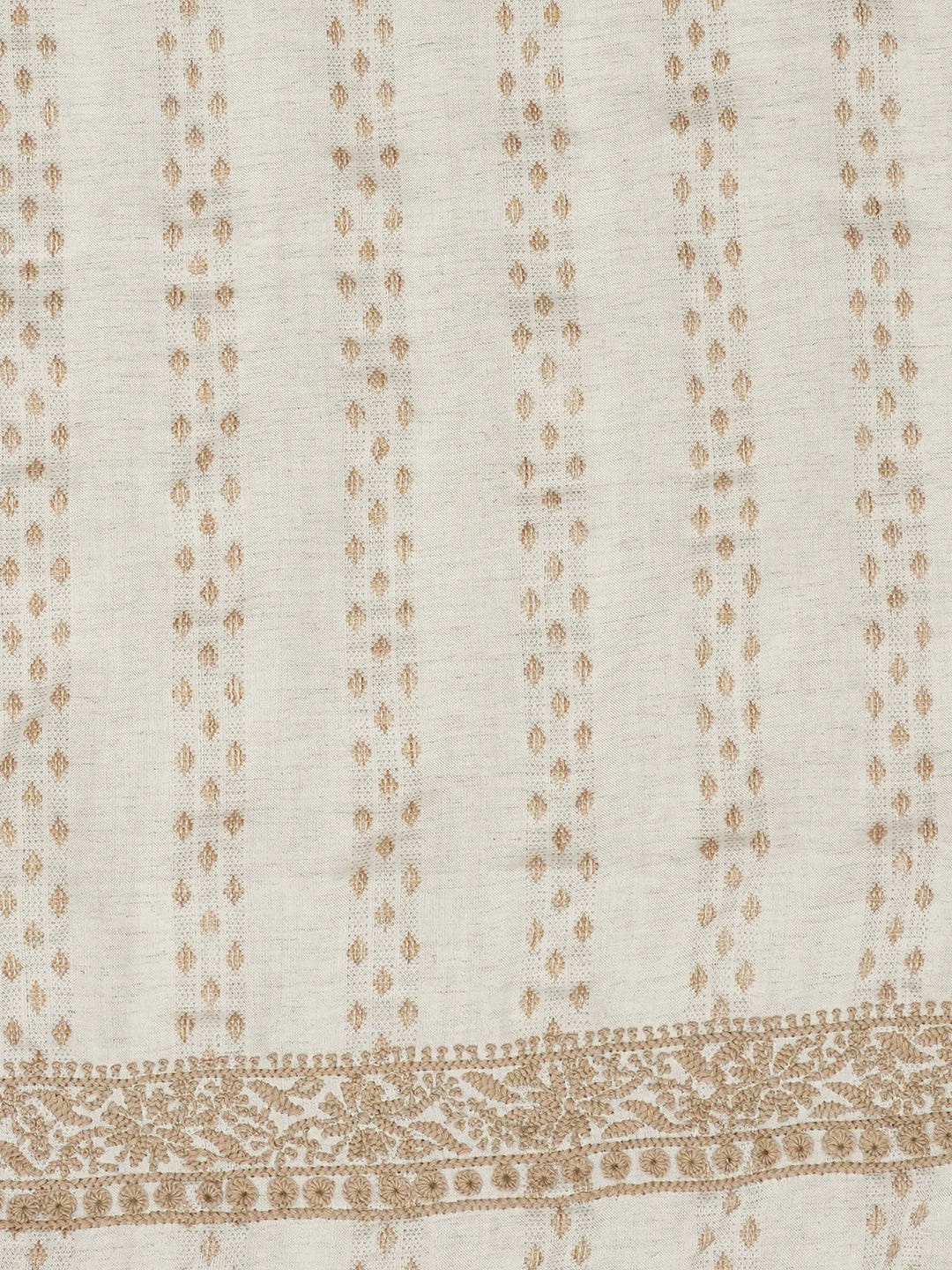 Ada Hand Embroidered Cream Khadi Lucknowi Chikankari Unstitched Men's Kurta Piece 01A623981