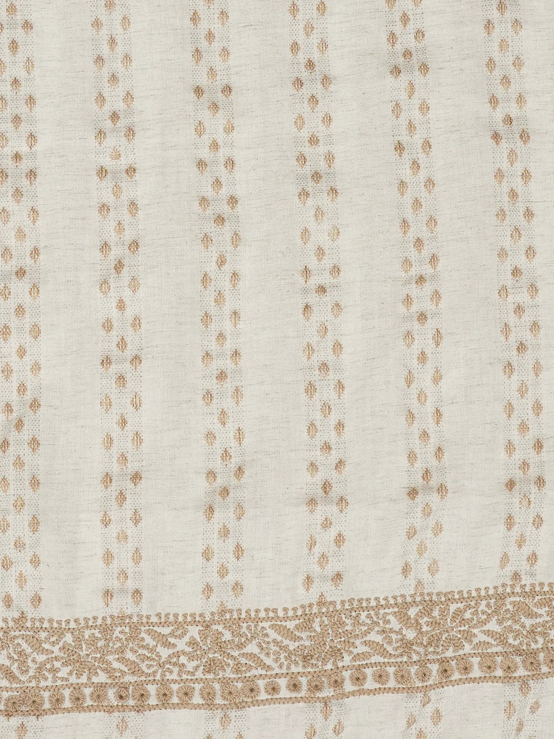 Ada Hand Embroidered Cream Khadi Lucknowi Chikankari Unstitched Men's Kurta Piece 01A623981