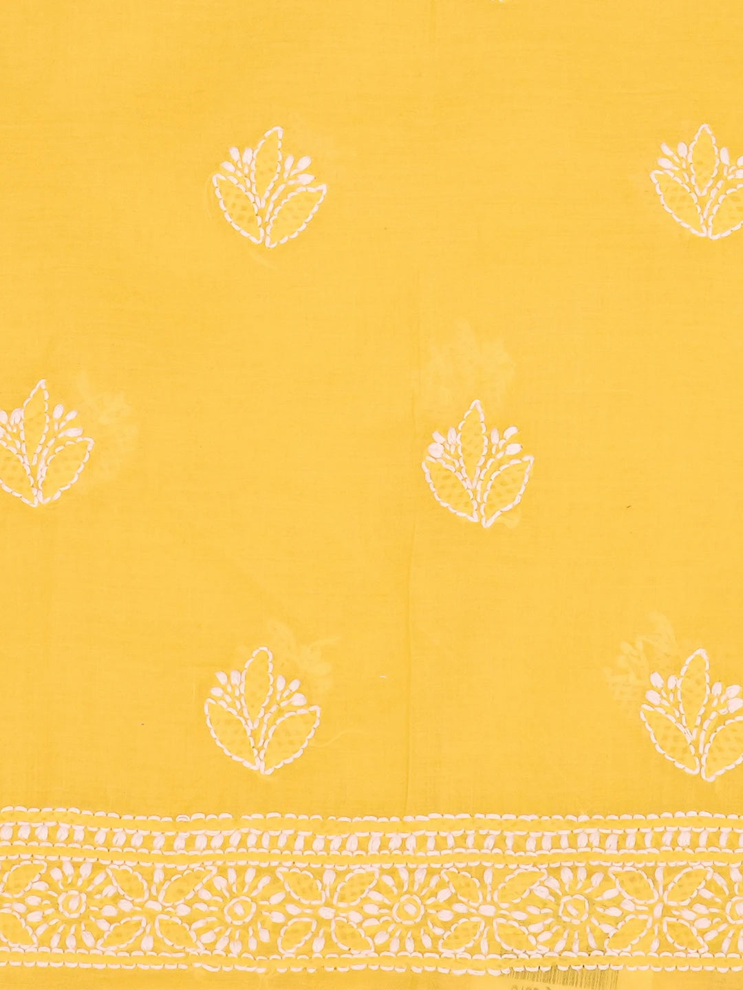 Ada Hand Embroidered Yellow Cotton Lucknowi Chikankari Unstitched Suit Piece With Cutdana Work 01A651560