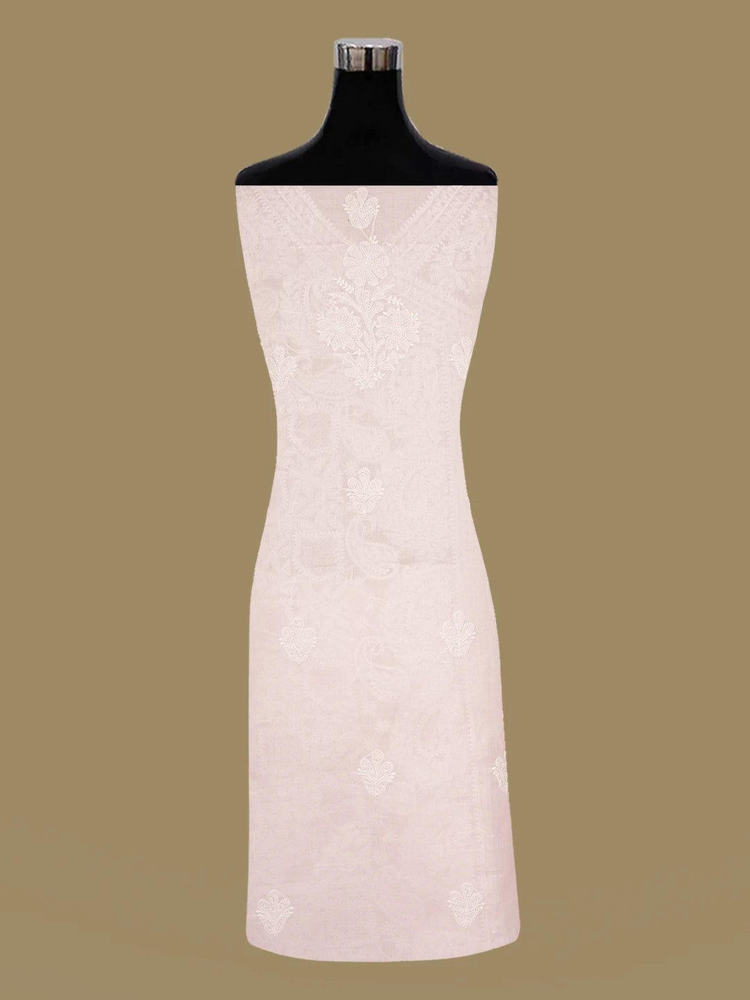 Ada Hand Embroidered Rose Pink Cotton Lucknowi Chikankari Unstitched Suit Piece With Cutdana Work 01A651287