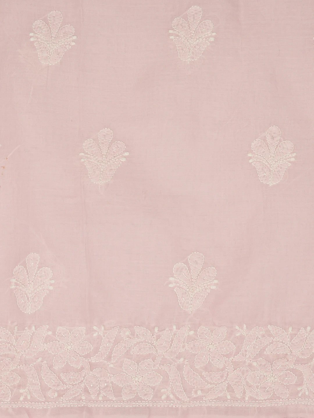 Ada Hand Embroidered Rose Pink Cotton Lucknowi Chikankari Unstitched Suit Piece With Cutdana Work 01A651287