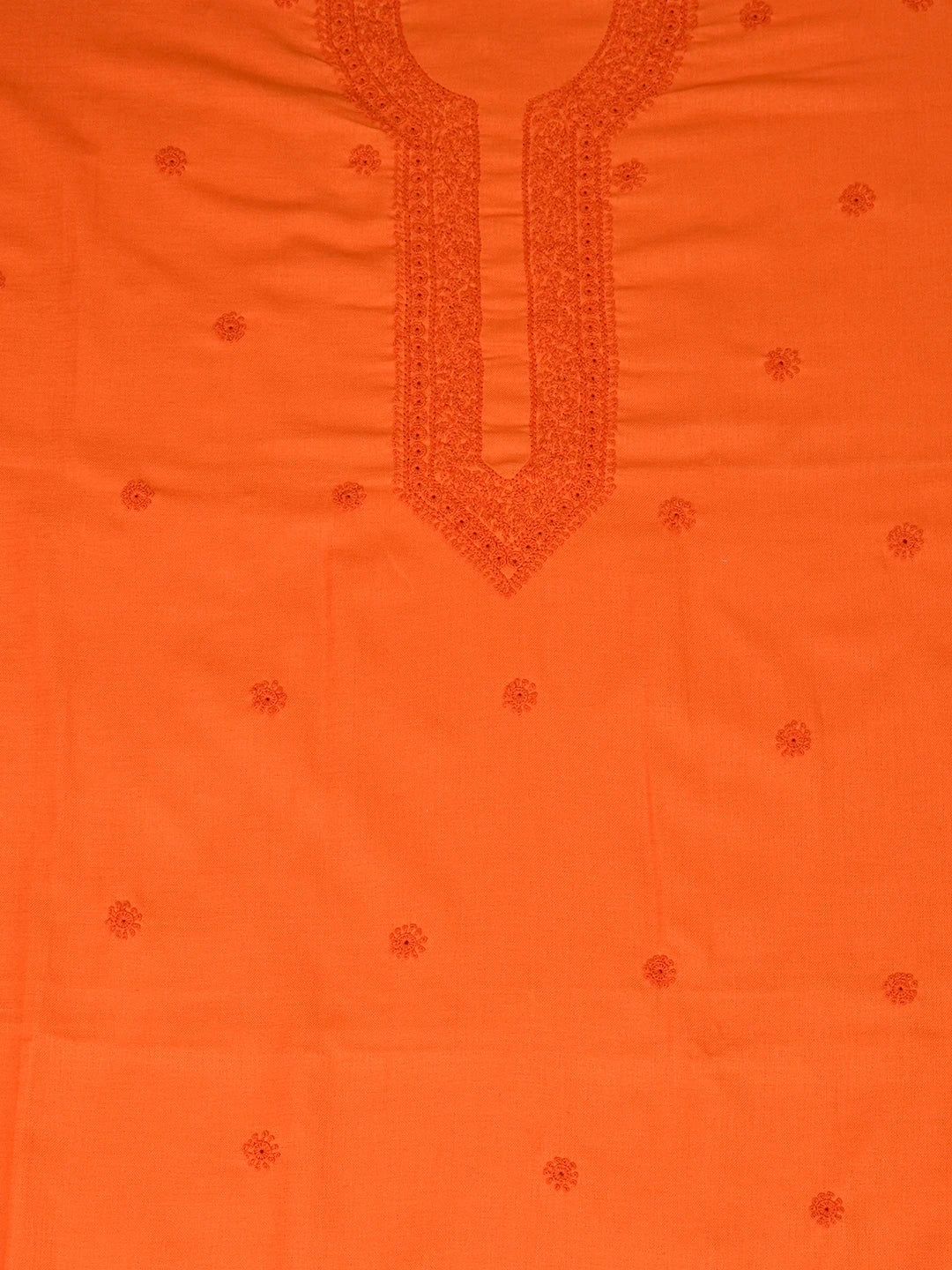 Ada Hand Embroidered Orange Cotton Lucknowi Chikankari Unstitched Men's Kurta Piece 01A286374