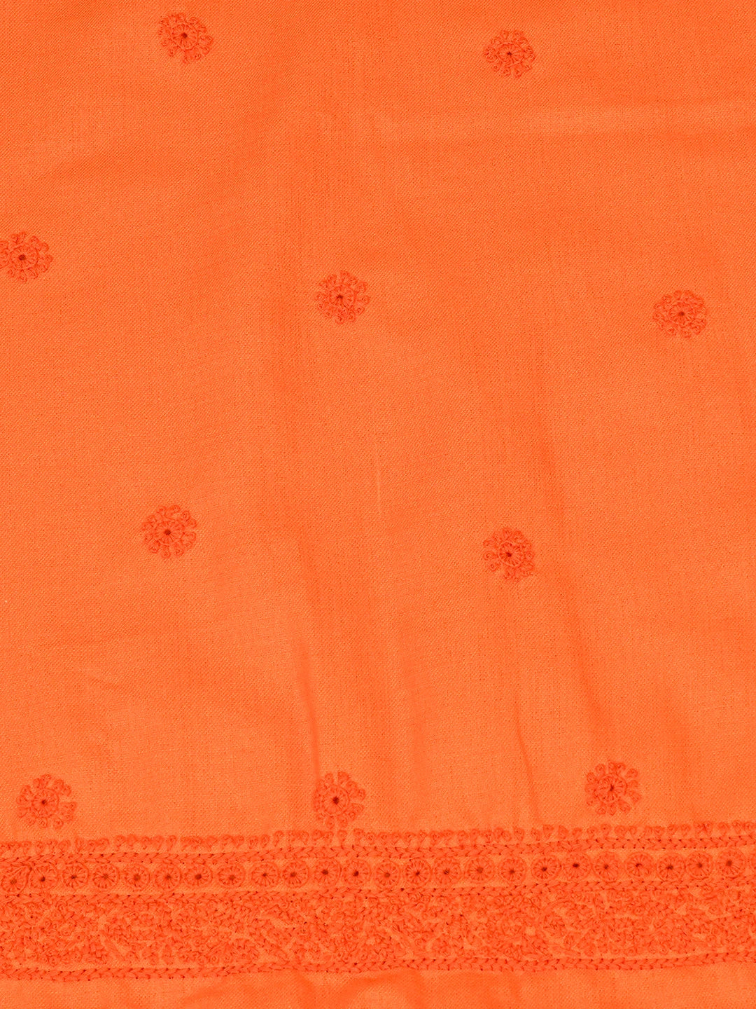 Ada Hand Embroidered Orange Cotton Lucknowi Chikankari Unstitched Men's Kurta Piece 01A286374