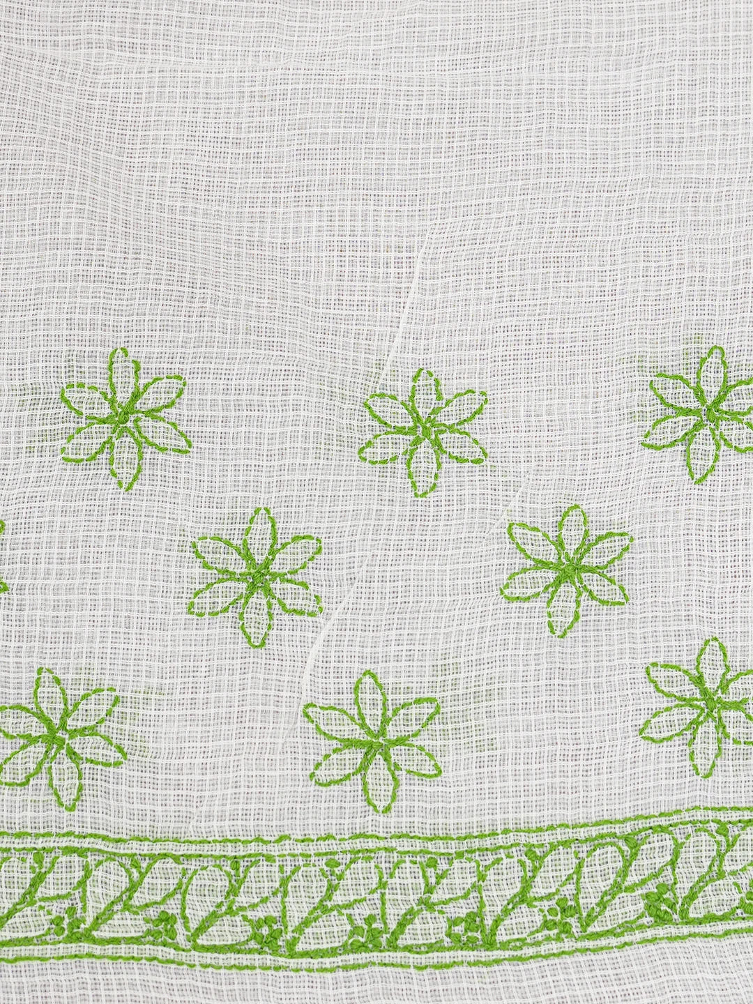 Ada Hand Embroidered White Kota Lucknowi Chikankari Saree With Blouse 01A652796