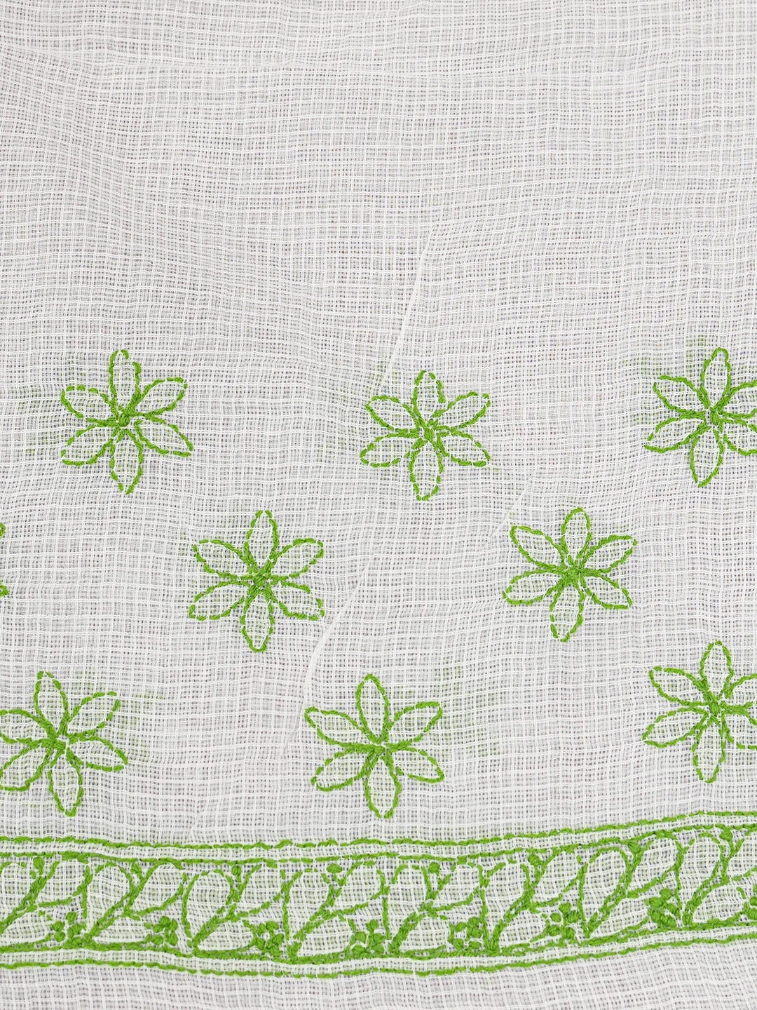 Ada Hand Embroidered White Kota Lucknowi Chikankari Saree With Blouse 01A652796