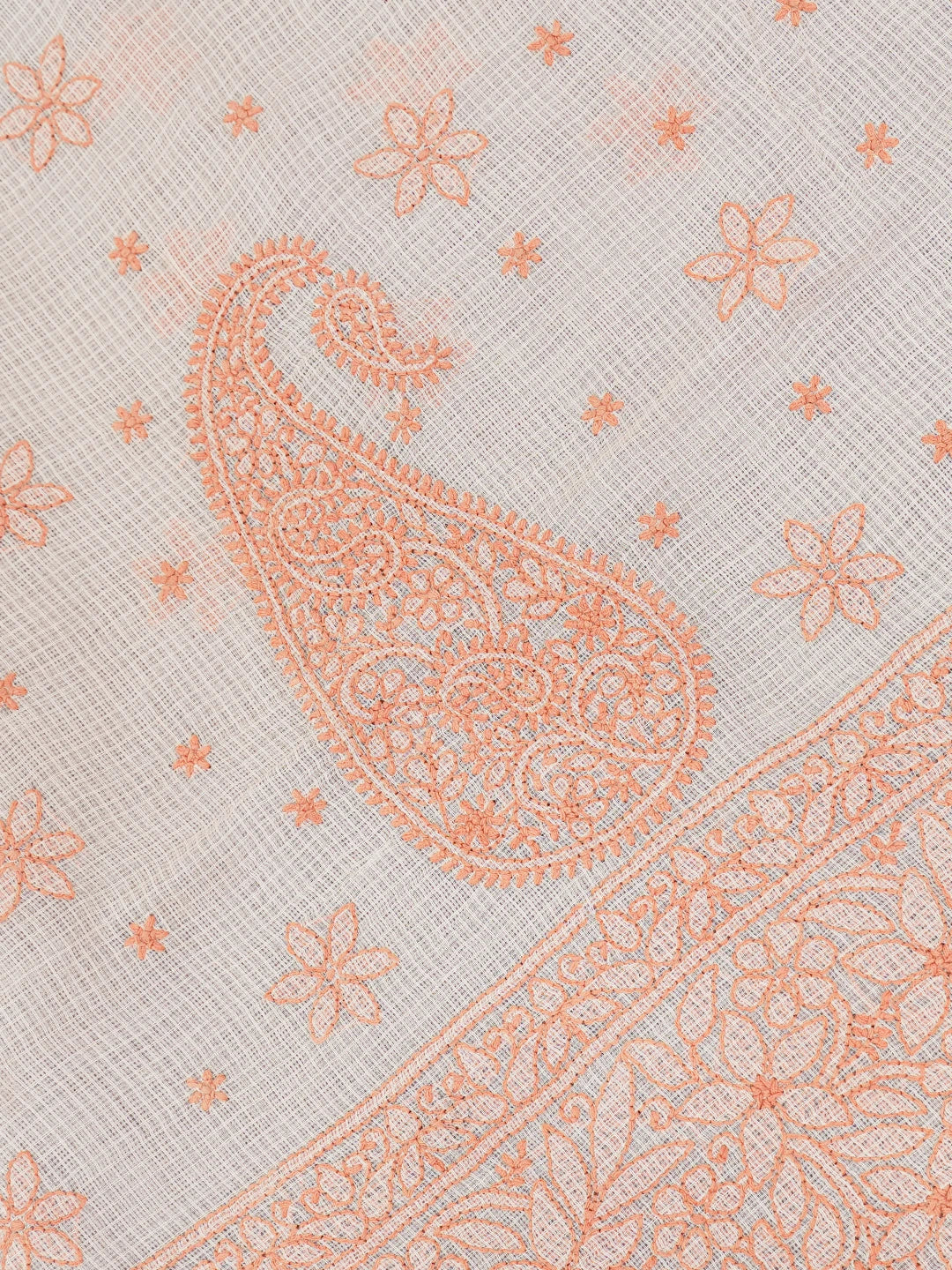 Ada Hand Embroidered Peach Kota Lucknowi Chikankari Saree With Blouse 01A652817