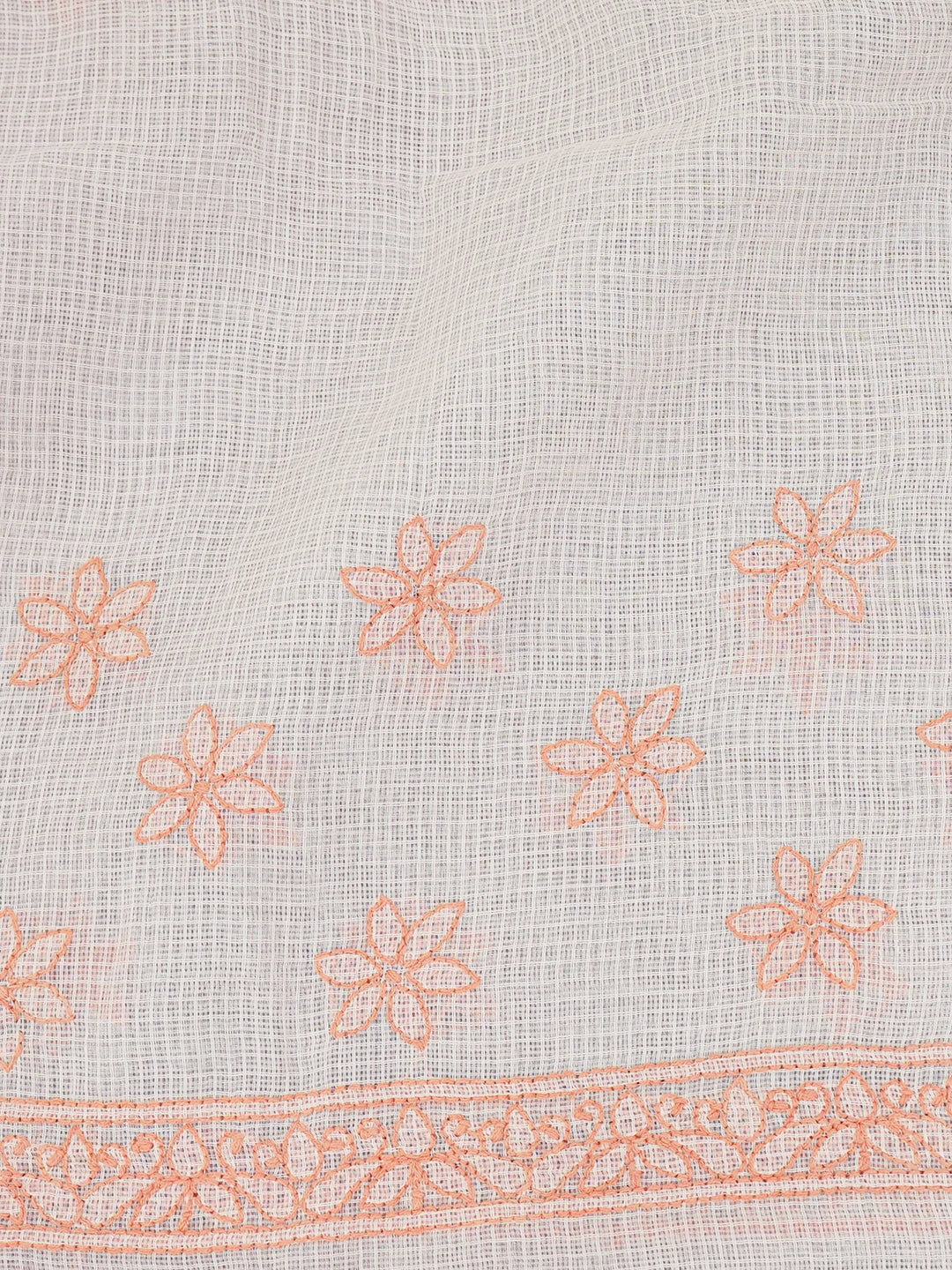 Ada Hand Embroidered Peach Kota Lucknowi Chikankari Saree With Blouse 01A652817
