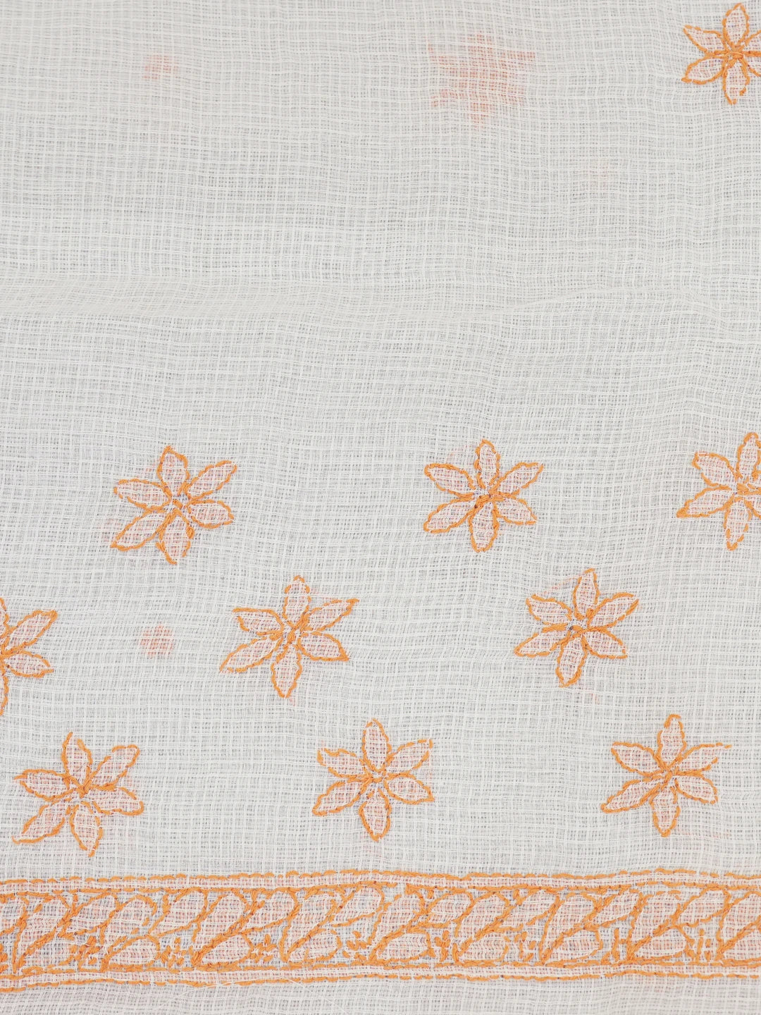 Ada Hand Embroidered White Kota Lucknowi Chikankari Saree With Blouse 01A652806