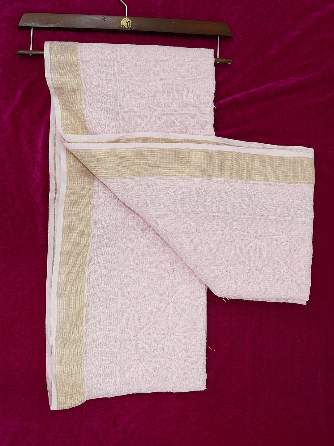 Ada Hand Embroidered Carnation Pink Kota Lucknowi Chikankari Saree With Blouse 01A525469